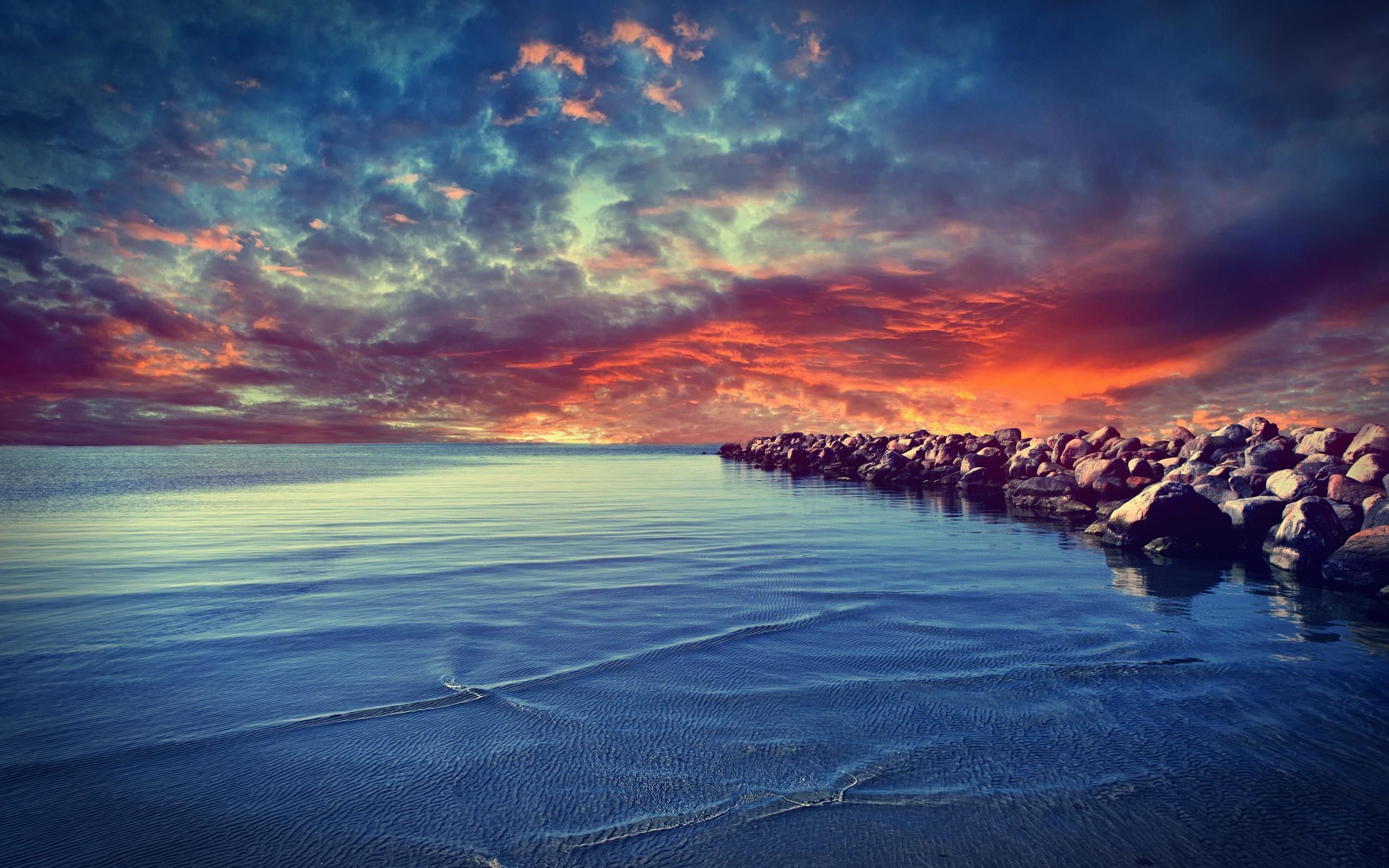 Mare calmo con rocce, 1920x1080 Full HD, Desktop