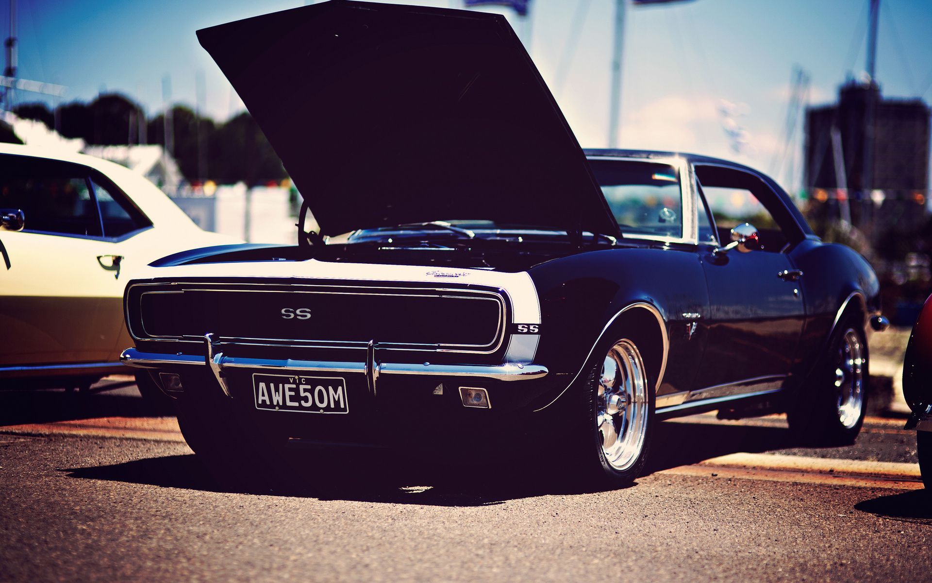 Camaro SS blu su spiaggia, 3072x2304 WQXGA, Desktop