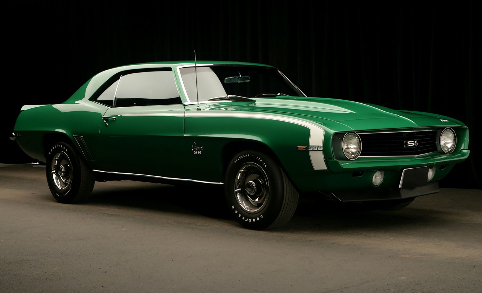 Chevrolet Camaro SS 1969 verde, muscle car, 1920x1168 1080p, Desktop