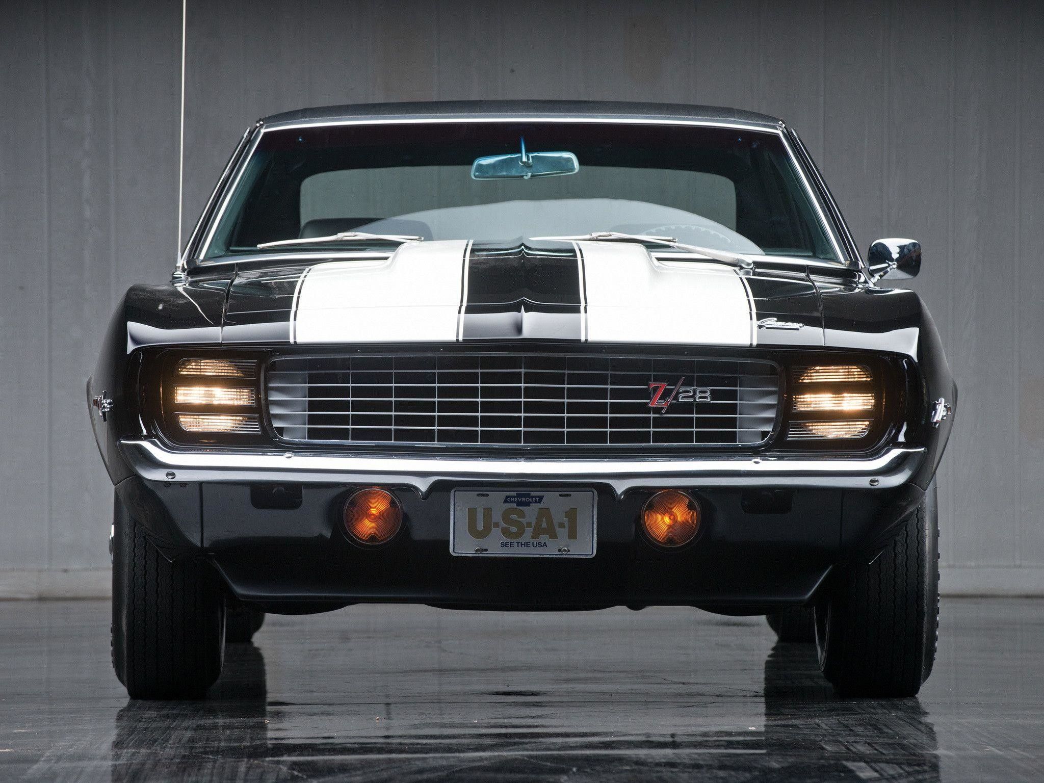 Camaro SS nera '69, vista frontale, 2048x1536 Hi-Res, Desktop