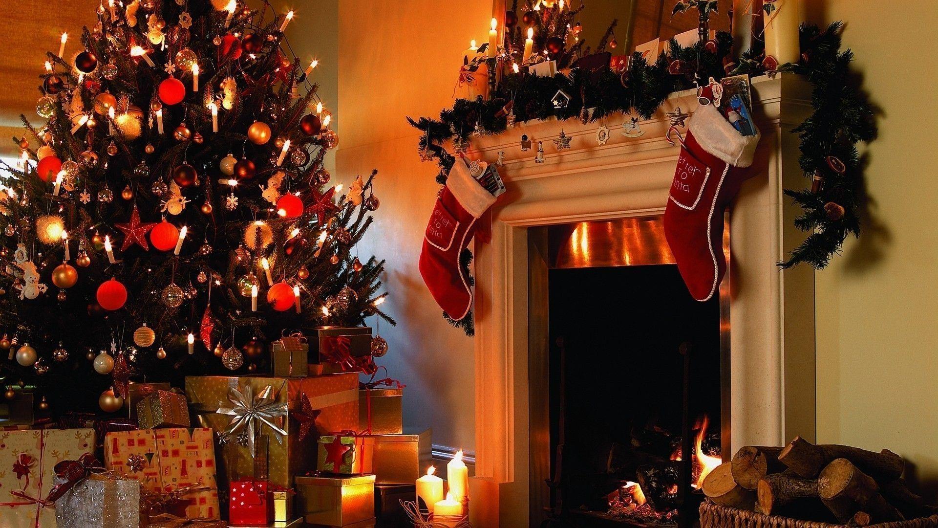 Camino di Natale con calze, 1920x1080 Full HD 1080p, PC