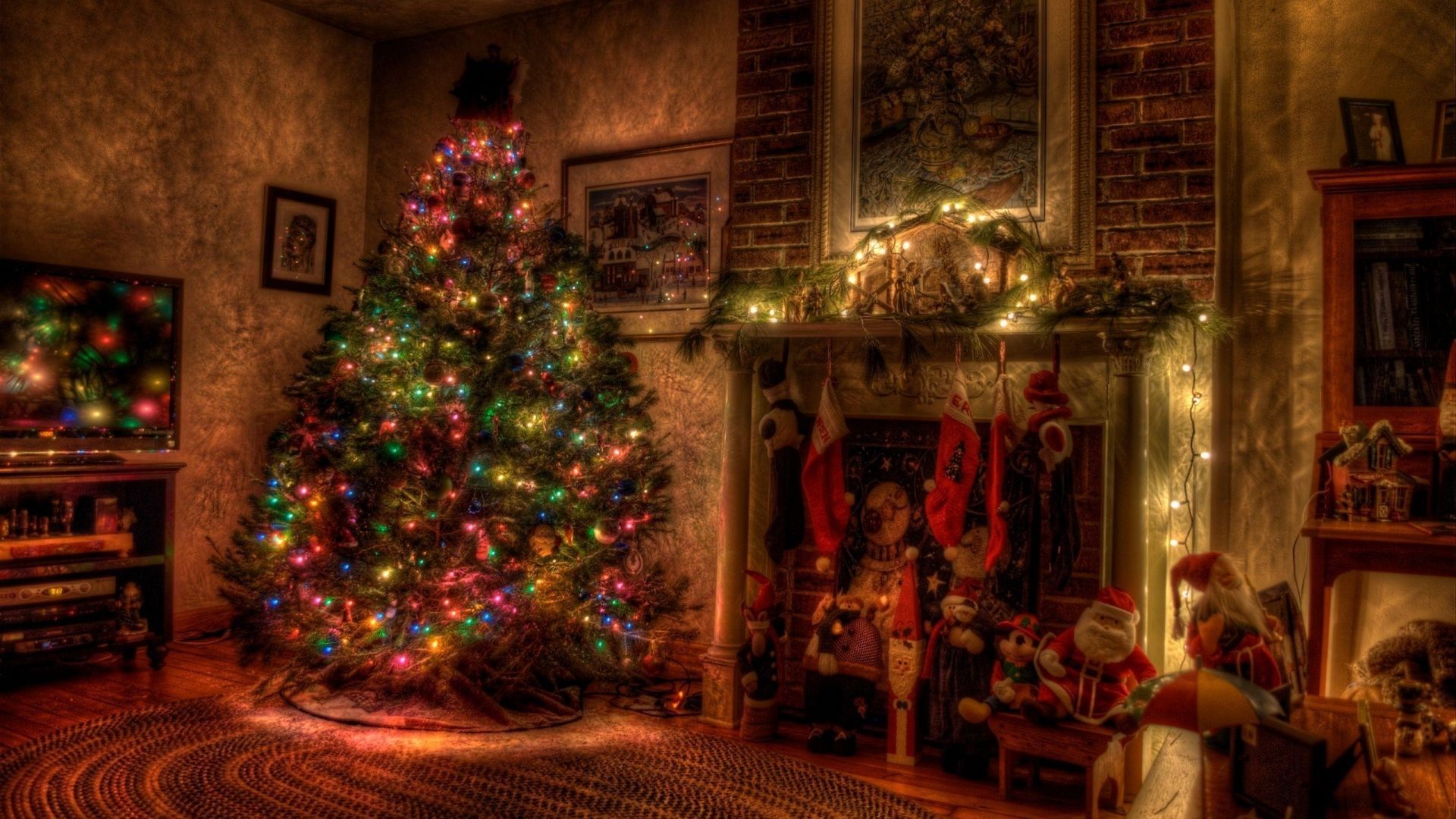 Albero di Natale con camino, 1920x1080 Full HD 1080p, Desktop