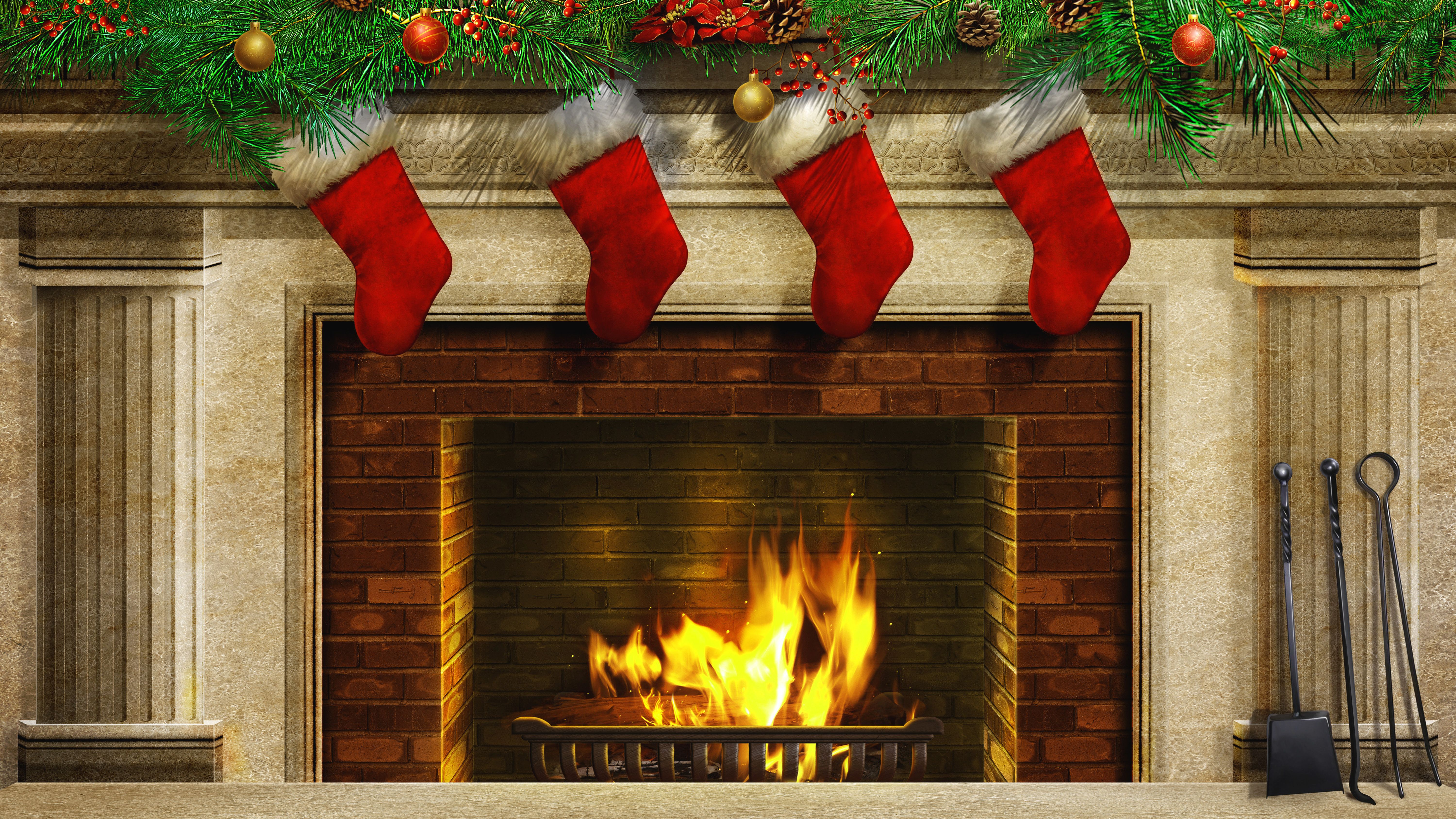 Camino di Natale con calze rosse, 6000x3375 4K, Smart TV 4K