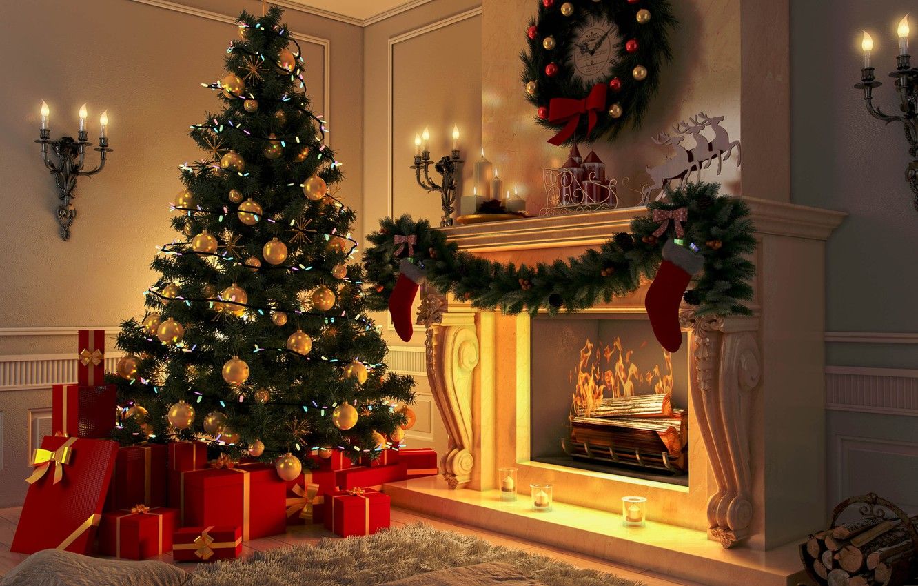 Camino di Natale con albero, 1332x850 720p, MacBook Air