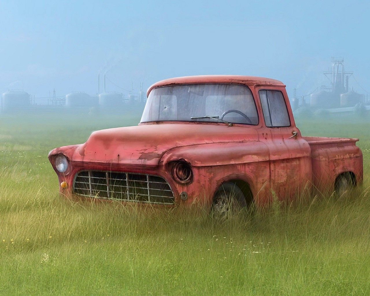 Camion pickup rosso vintage, 1280x1024 720p, PC