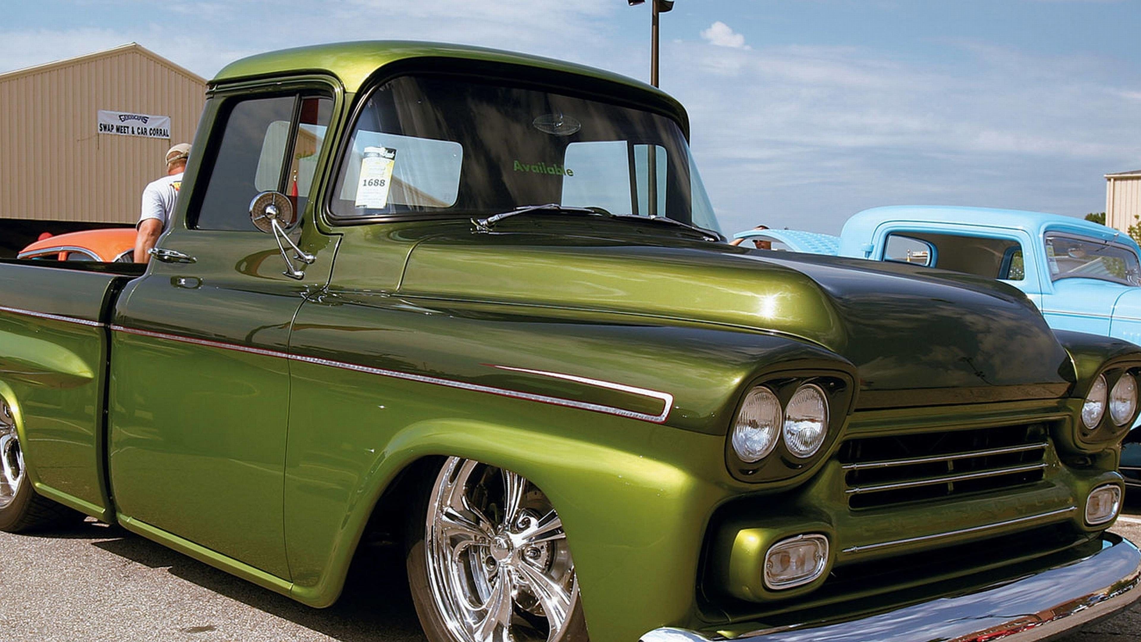 Camion classico verde lowrider, 3840x2160 4K, Desktop 4K