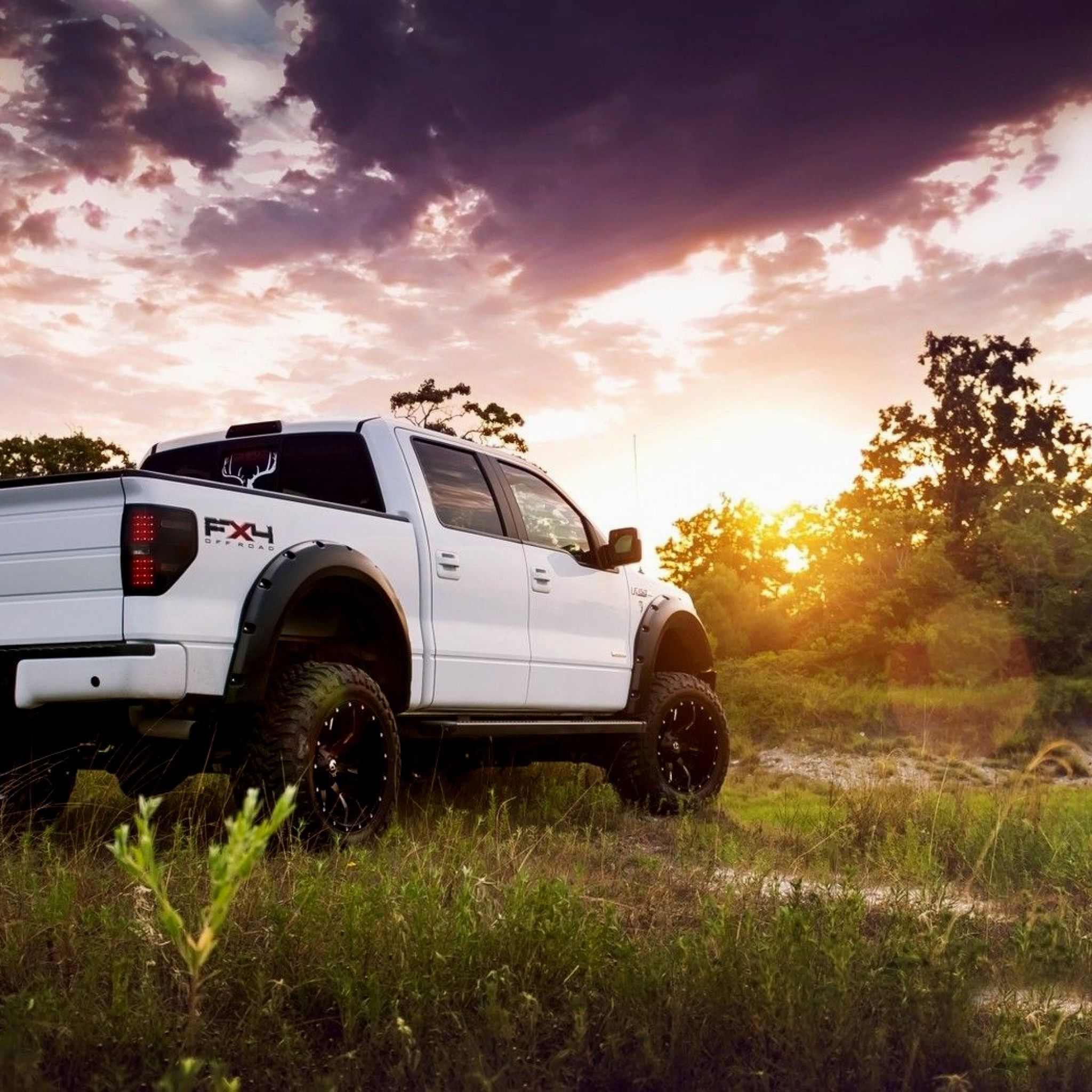 Pickup Ford bianco al tramonto, 2048x2048 alta risoluzione, PC