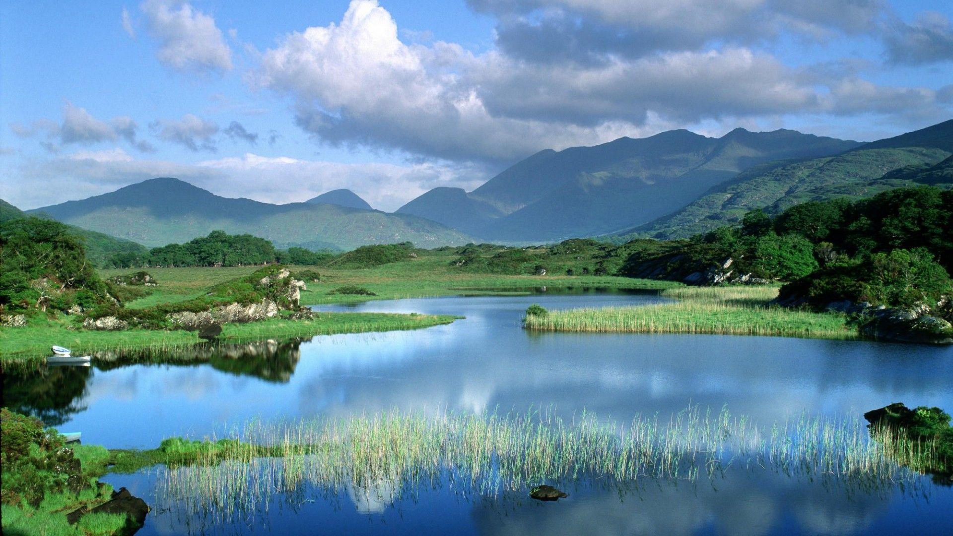 Campagna irlandese, lago e montagne, 1920x1080 1080p, Laptop