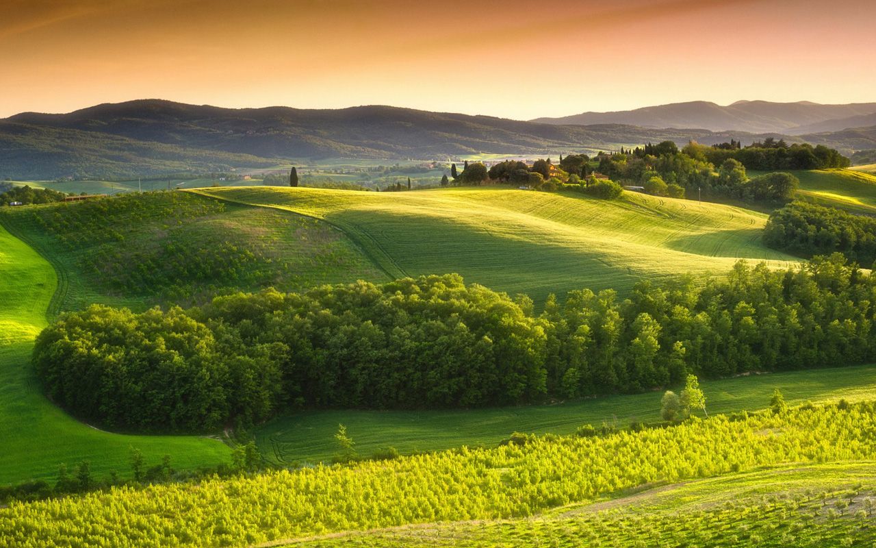 Colline verdi al tramonto, 1280x800 720p, PC
