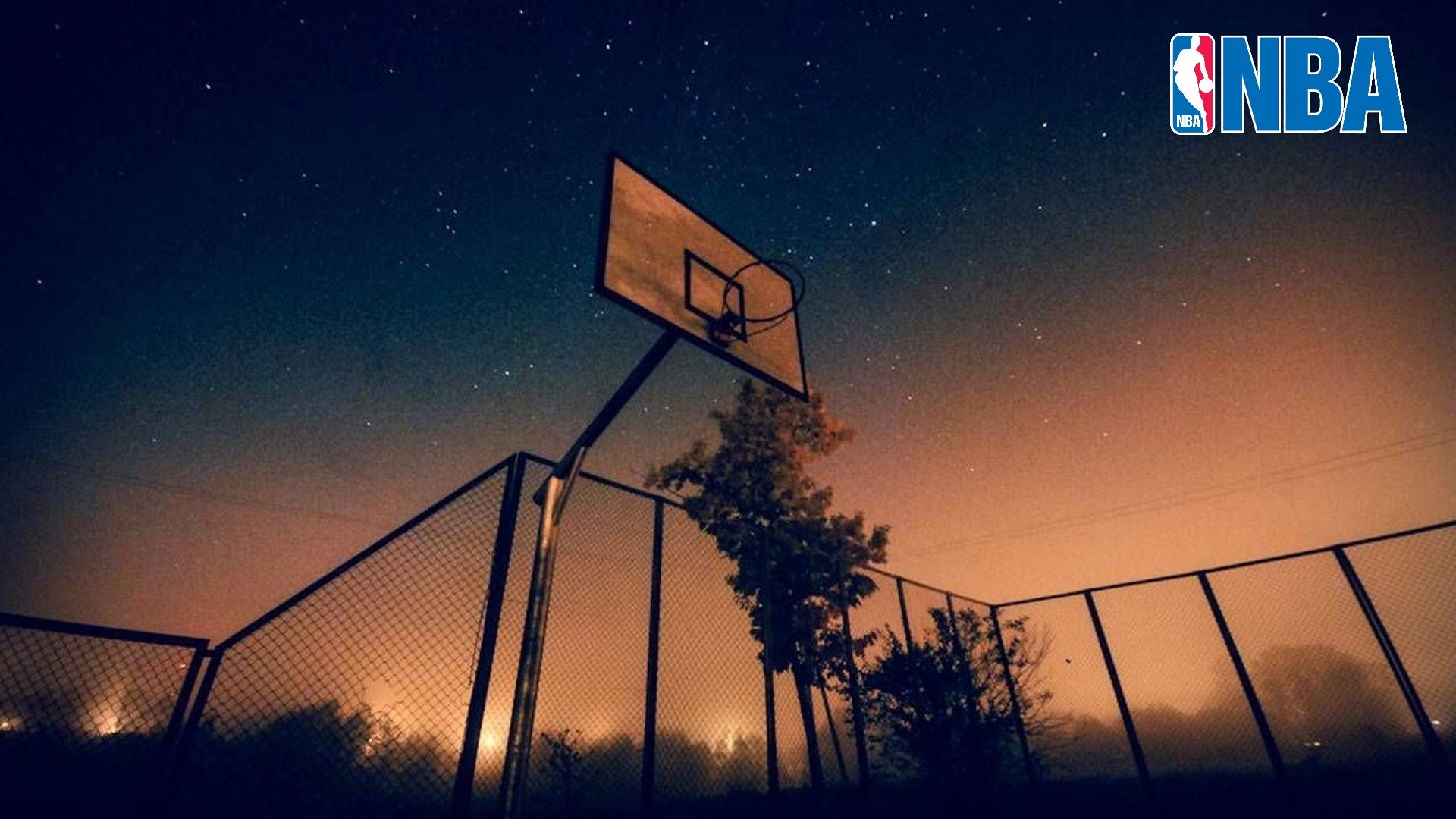 Canestro basket notturno con logo NBA, basket americano, 1920x1080 1080p, Desktop