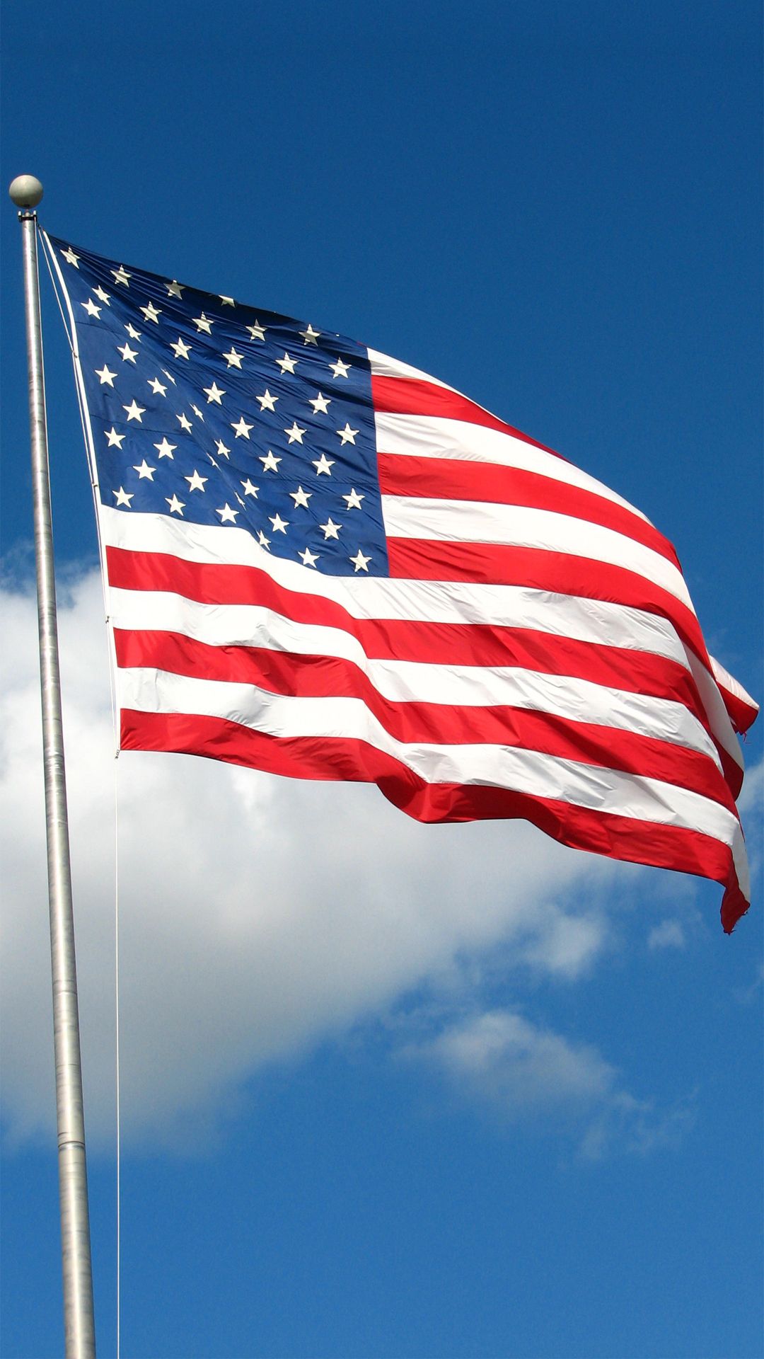 Bandiera USA su asta, 1080x1920 Full HD Verticale, Smartphone