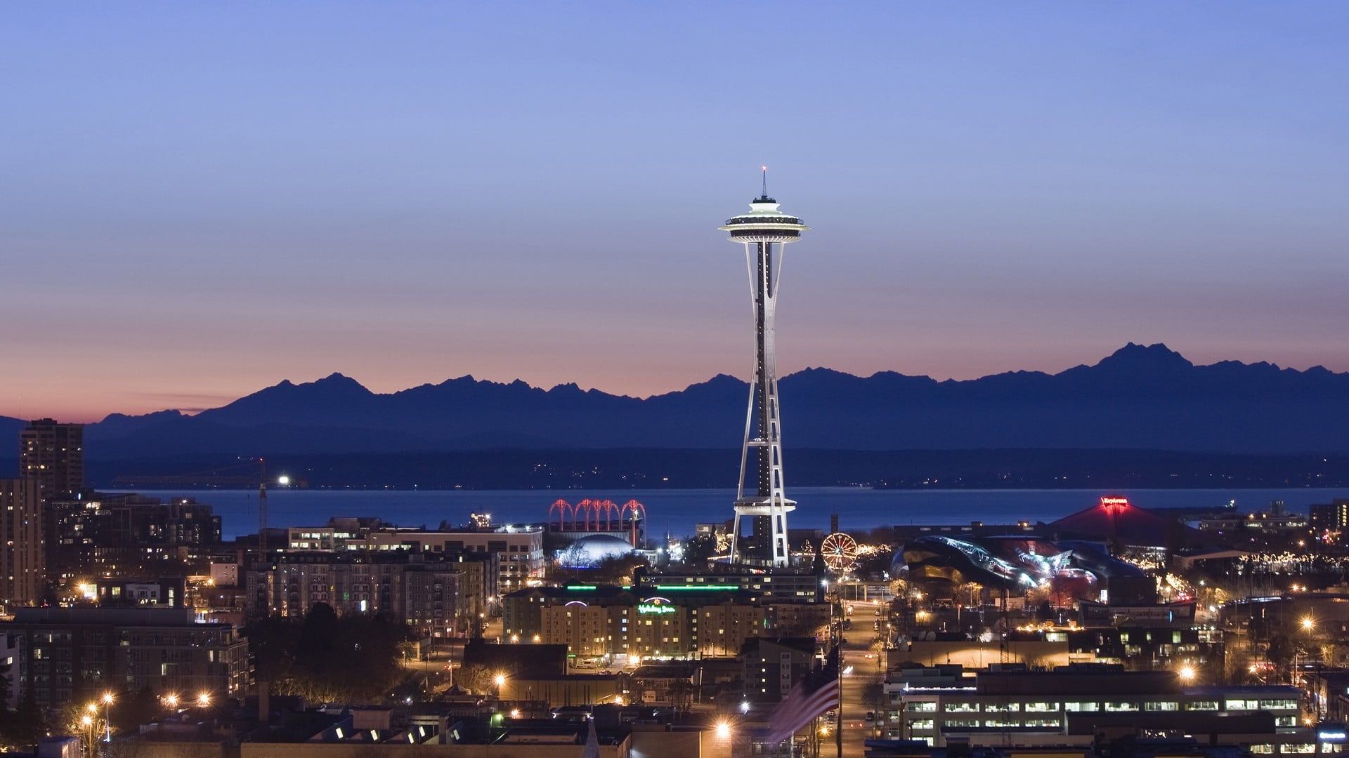 Space Needle Seattle al tramonto, 1920x1080 Full HD, Desktop
