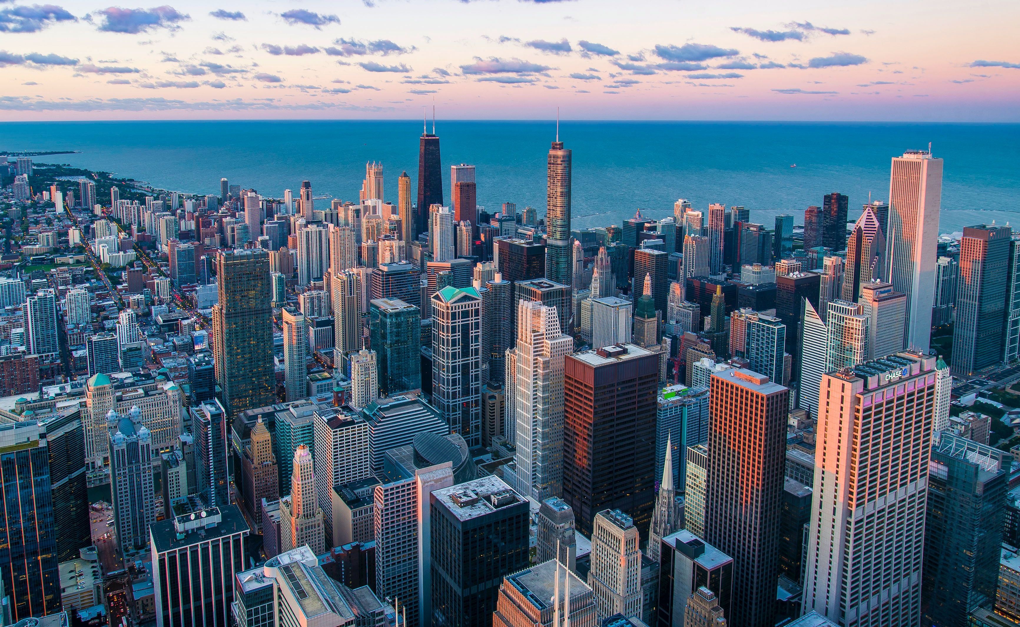 Skyline di Chicago al tramonto, 3465x2131 2K+, PC