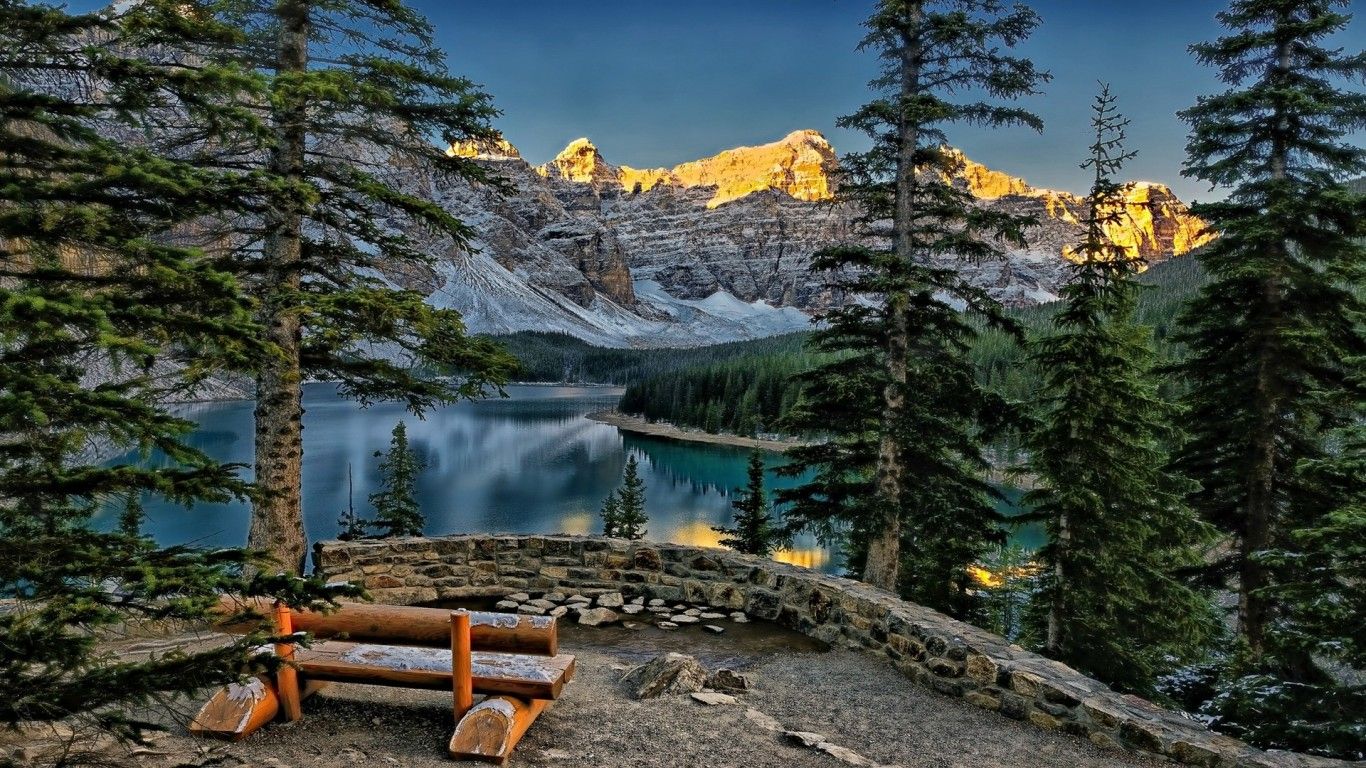 Lago Moraine montagne Canada, 1366x768 HD, Desktop
