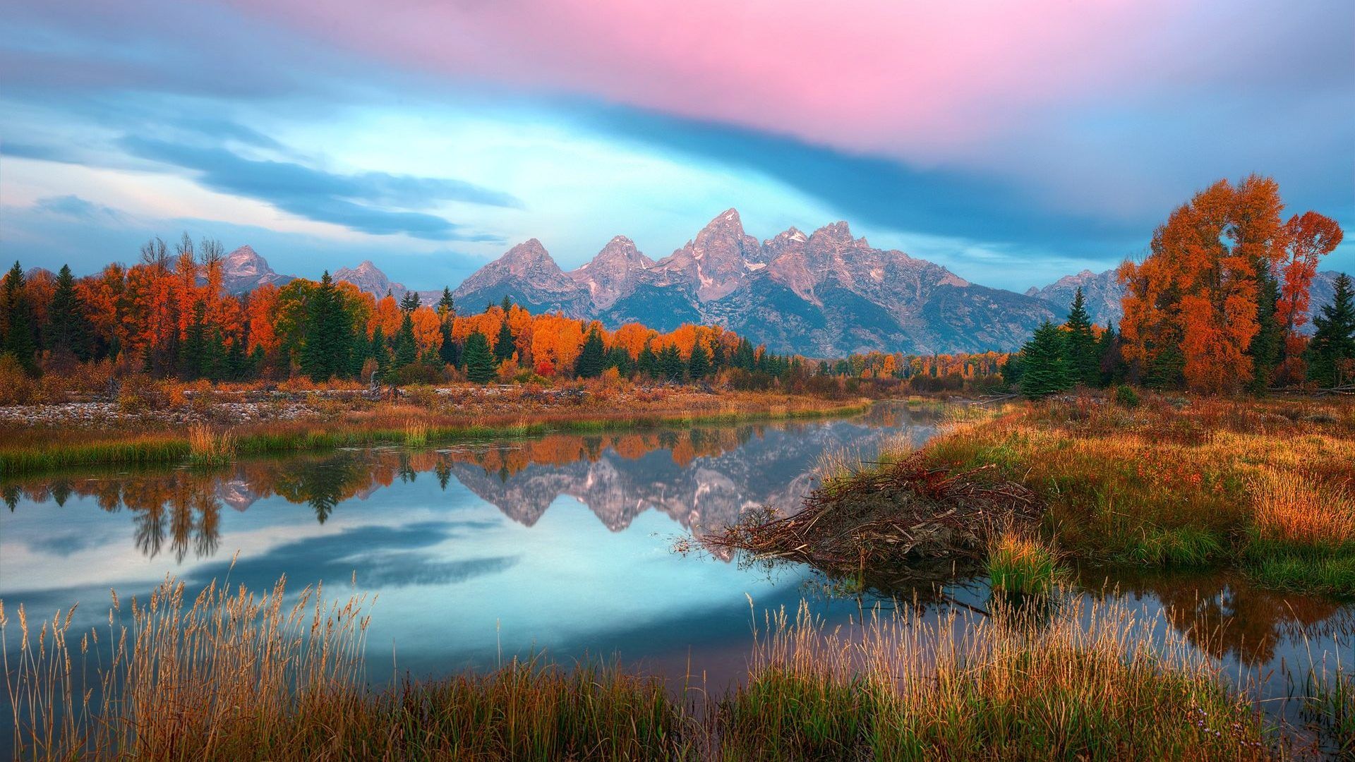 Montagne Grand Teton autunno lago, 1920x1080 Full HD, Laptop