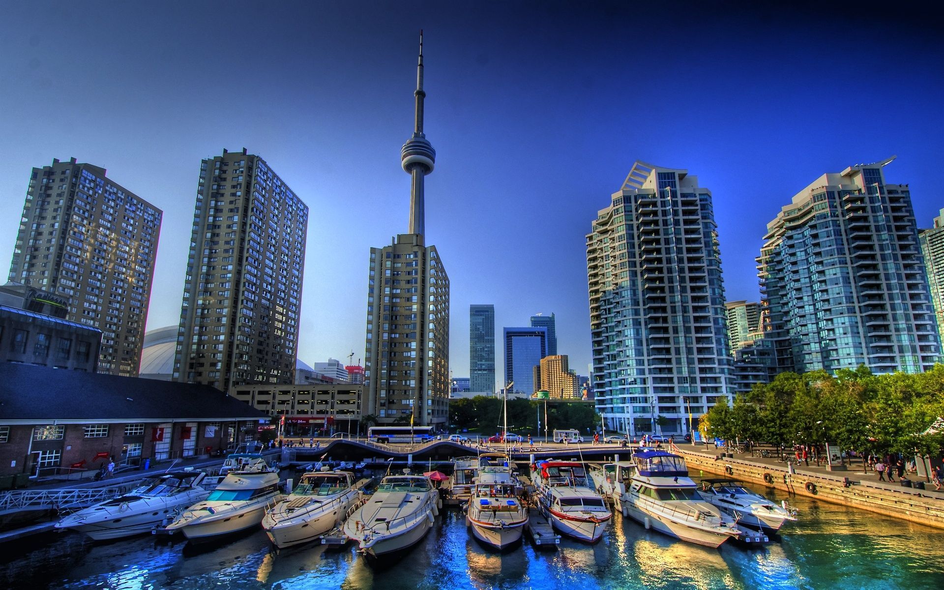 Toronto skyline con porto barche, 1920x1200 WUXGA, PC Desktop