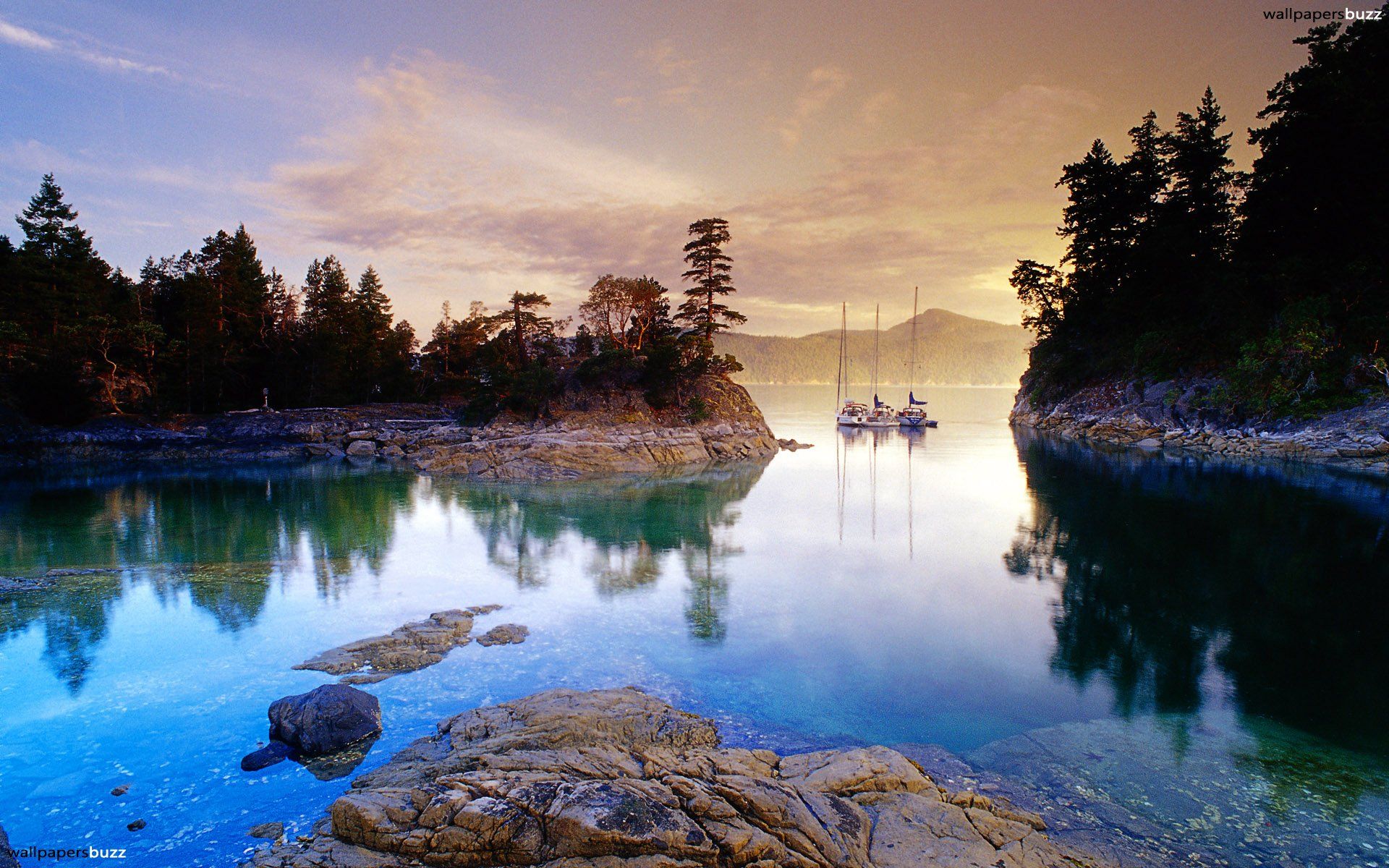 Laguna con barche a vela, 1920x1200 Full HD+, PC Desktop