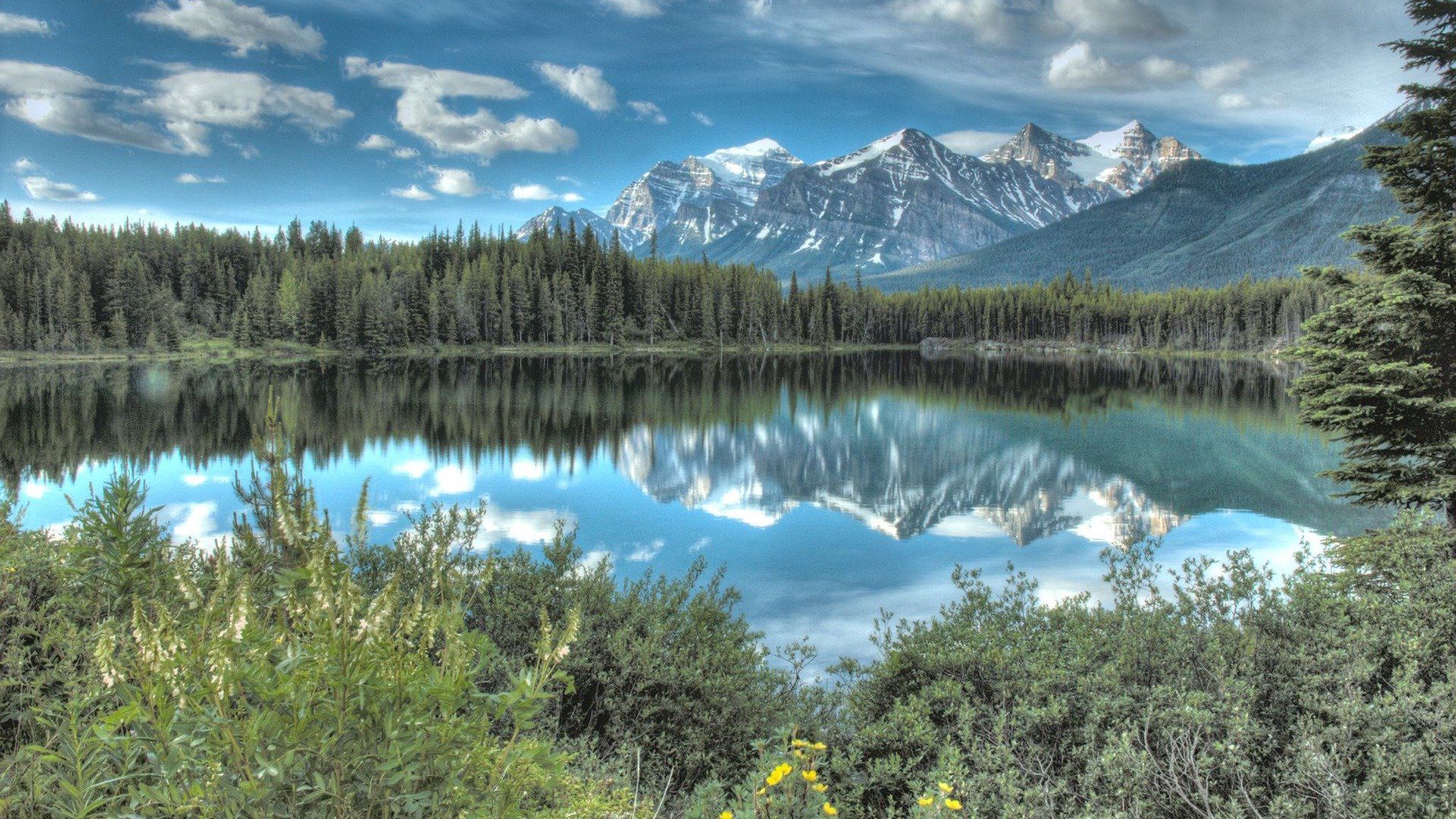 Lago con montagne innevate Canada, 1920x1080 Full HD, Laptop