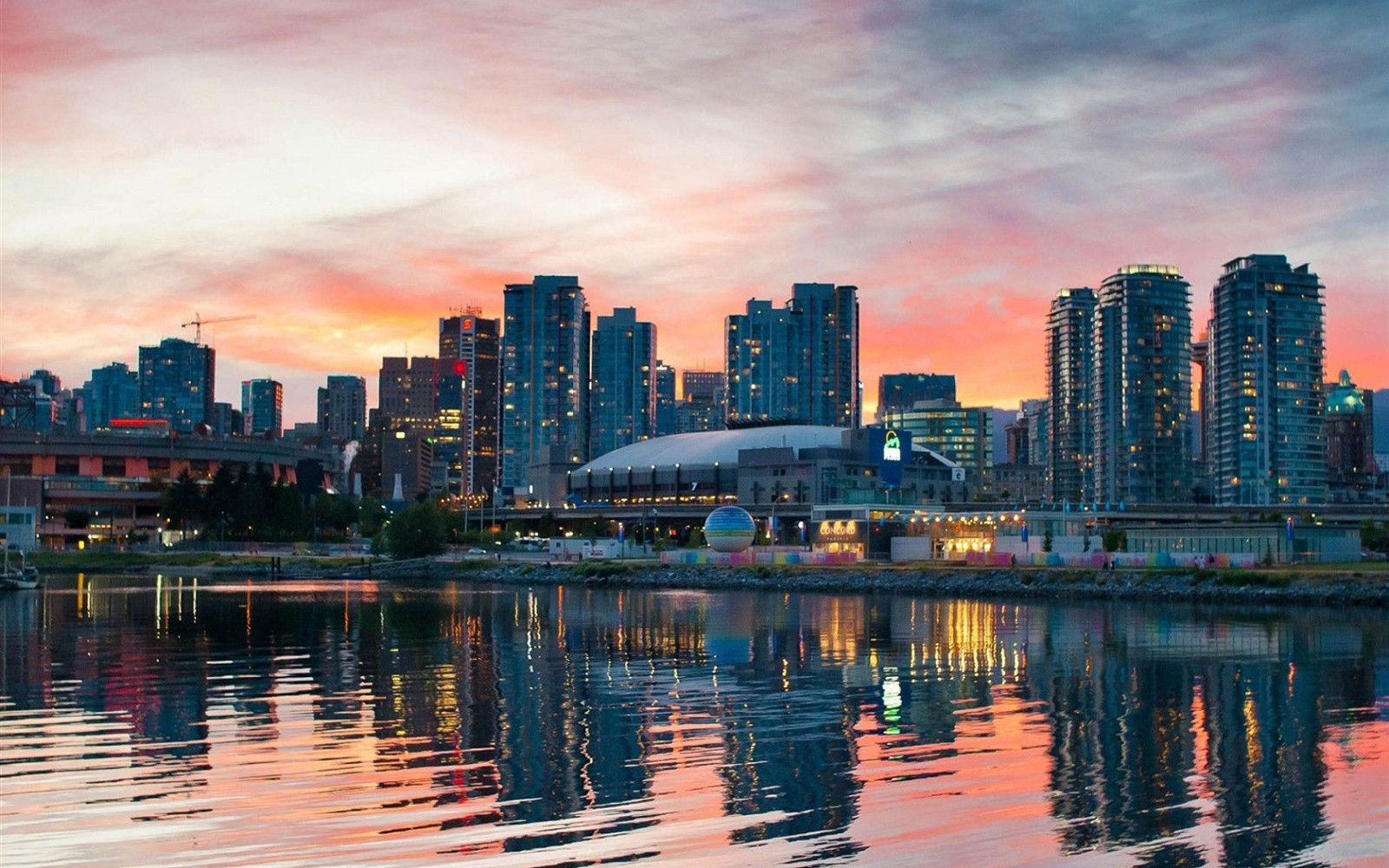 Skyline di Vancouver al tramonto, 1600x1000 900p, Desktop