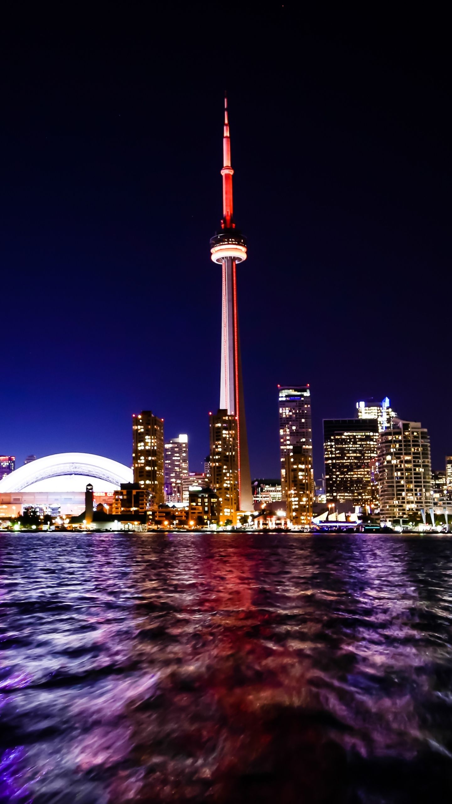 Skyline Toronto notturno CN Tower, 1440x2560 Verticale, Mobile