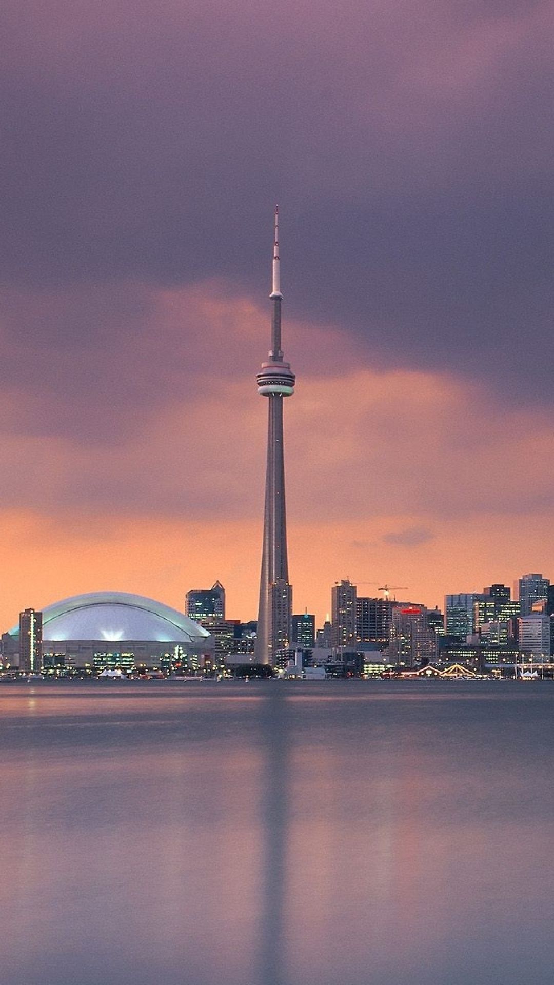 Skyline Toronto CN Tower tramonto, 1080x1920 Full HD Verticale, iPhone
