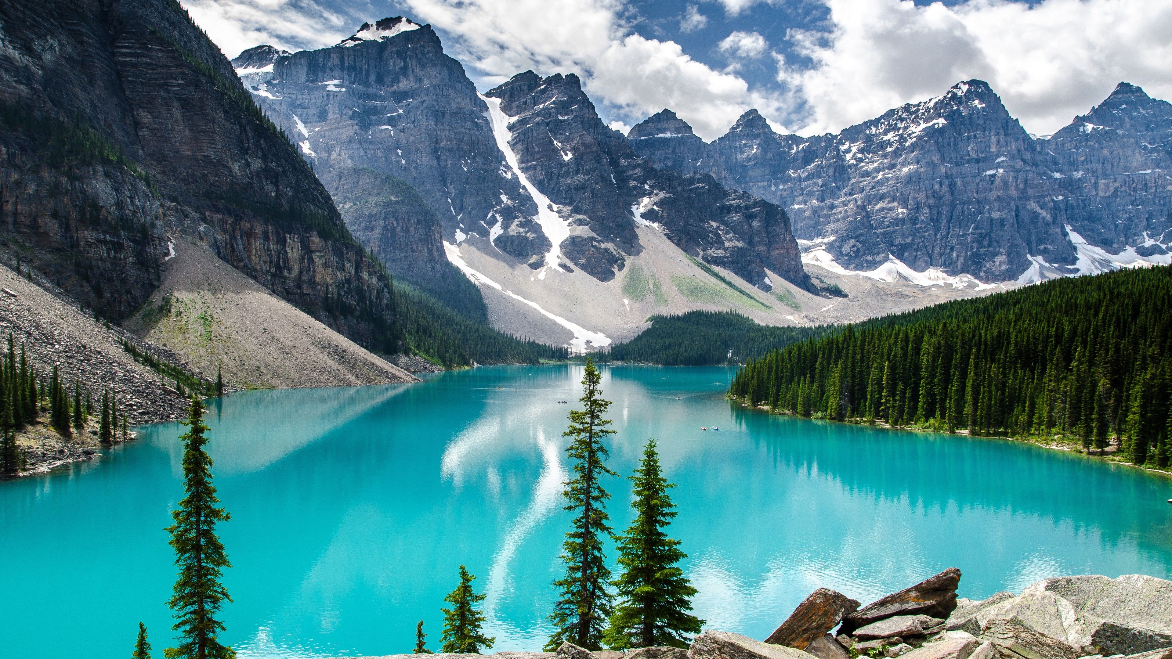 Lago Moraine, montagne Canada, 3840x2160 UHD, PC 4K