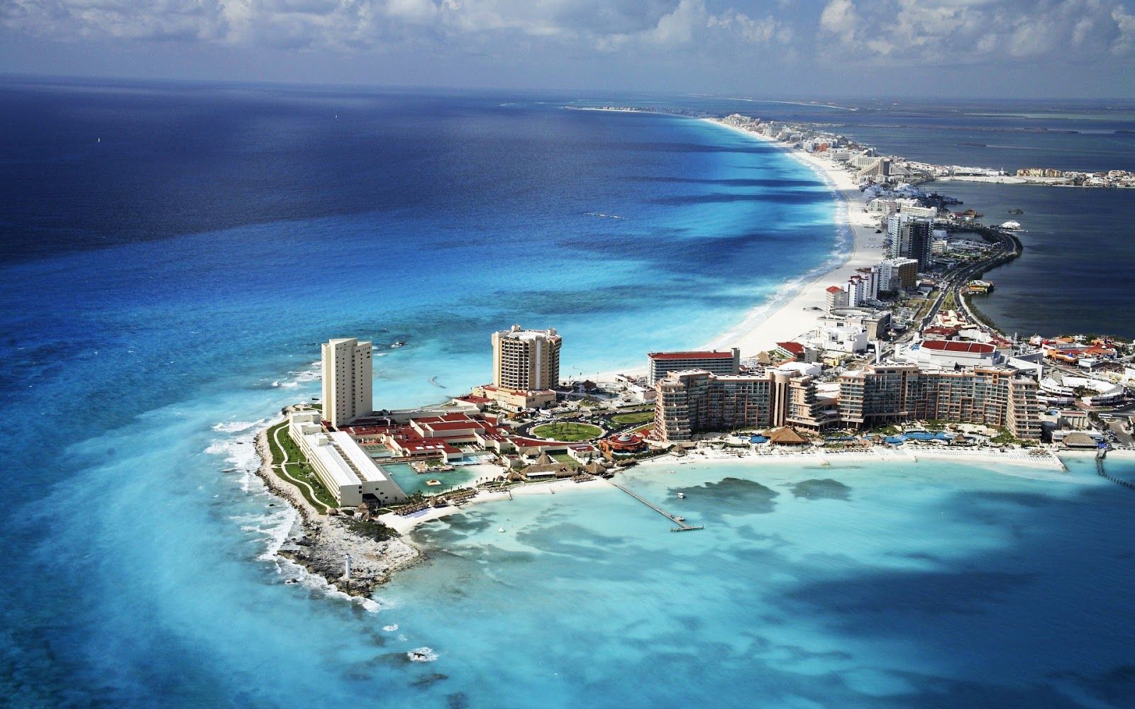 Vista aerea Cancún spiaggia mare, 1600x1000 HD, PC