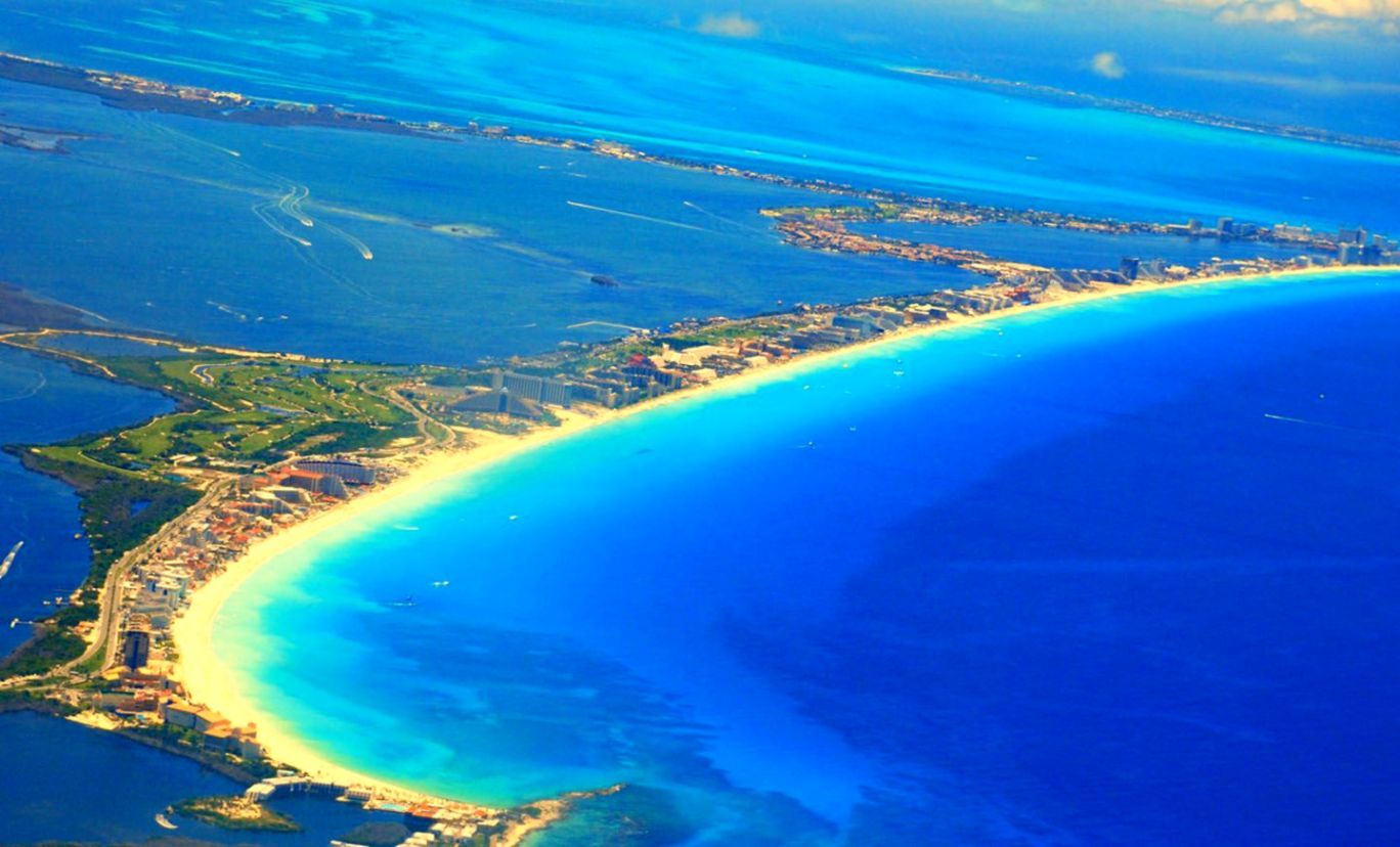 Vista aerea spiaggia Cancún, 1368x828 720p, MacBook Air