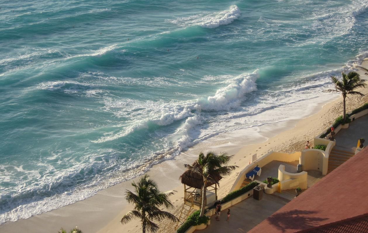 Spiaggia oceano palme Cancún, 1259x798 HD, Laptop