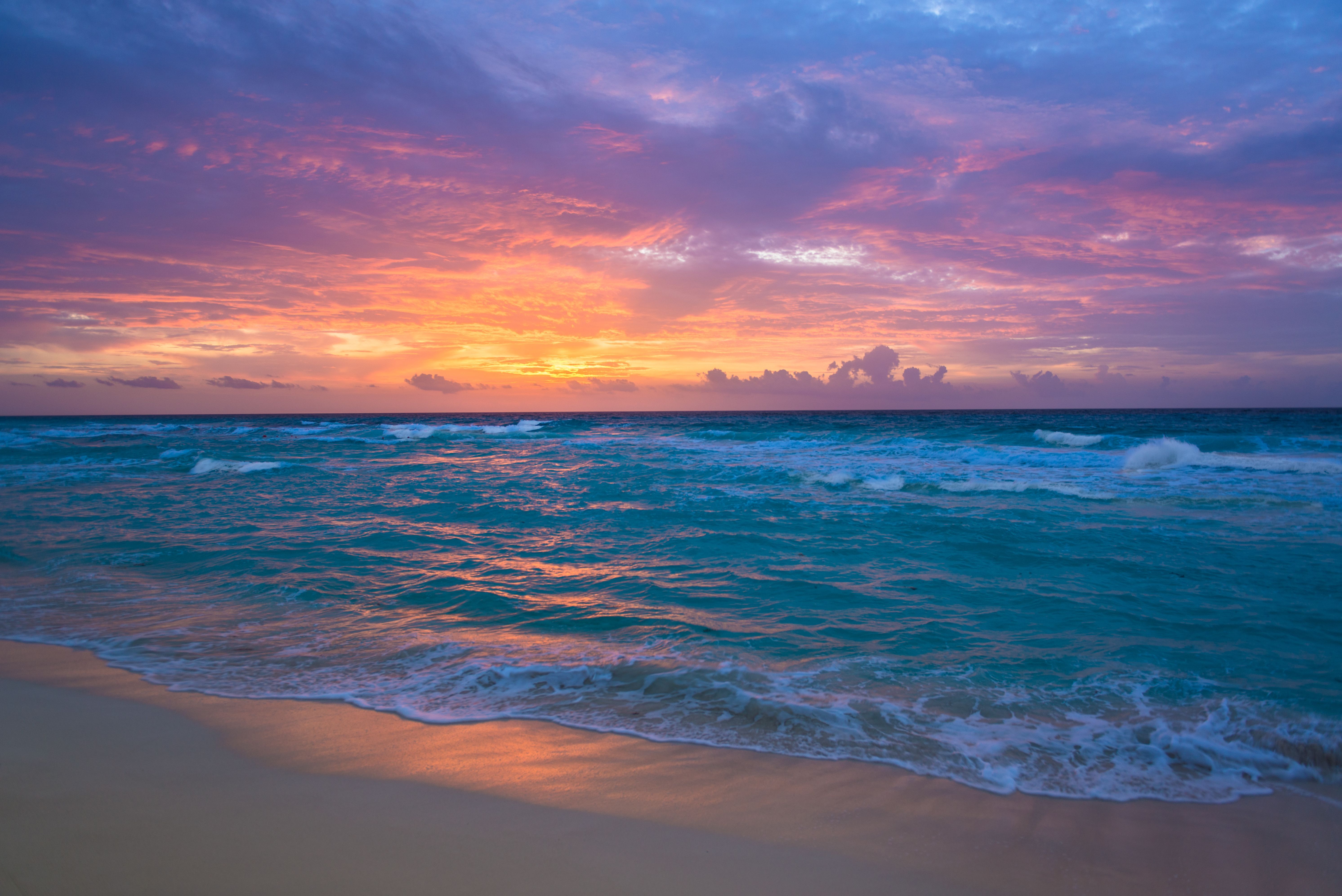Tramonto spiaggia oceano turchese, 5969x3985 Ultra HD, 4K TV