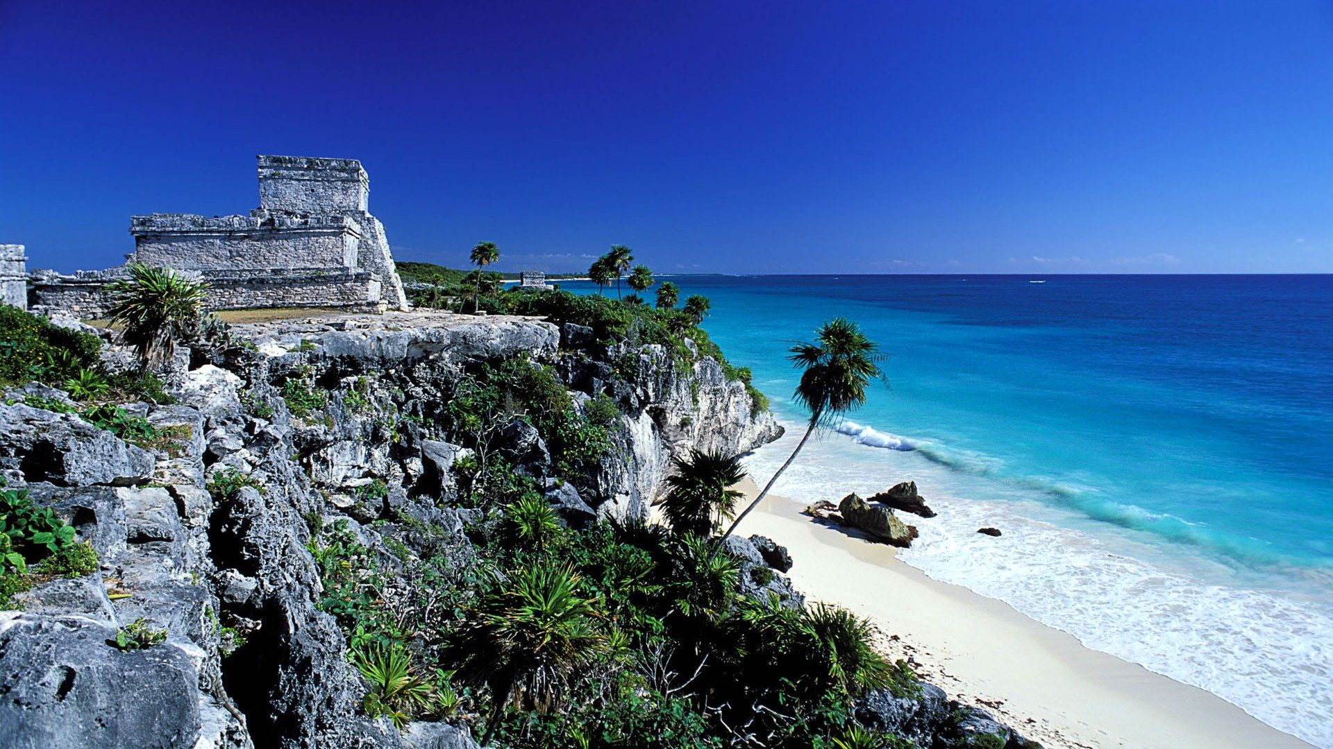 Rovine Tulum spiaggia caraibica, 1920x1080 Full HD 1080p, Desktop