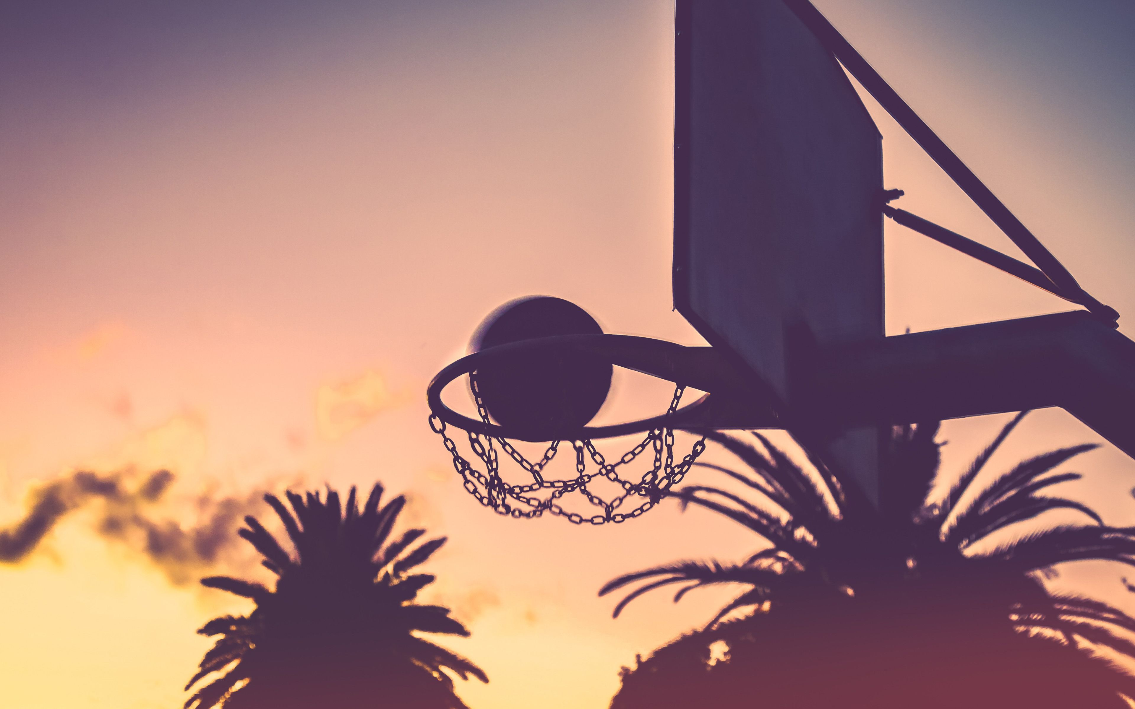 Canestro basket tramonto palme, 3840x2400 4K, Smart TV 4K