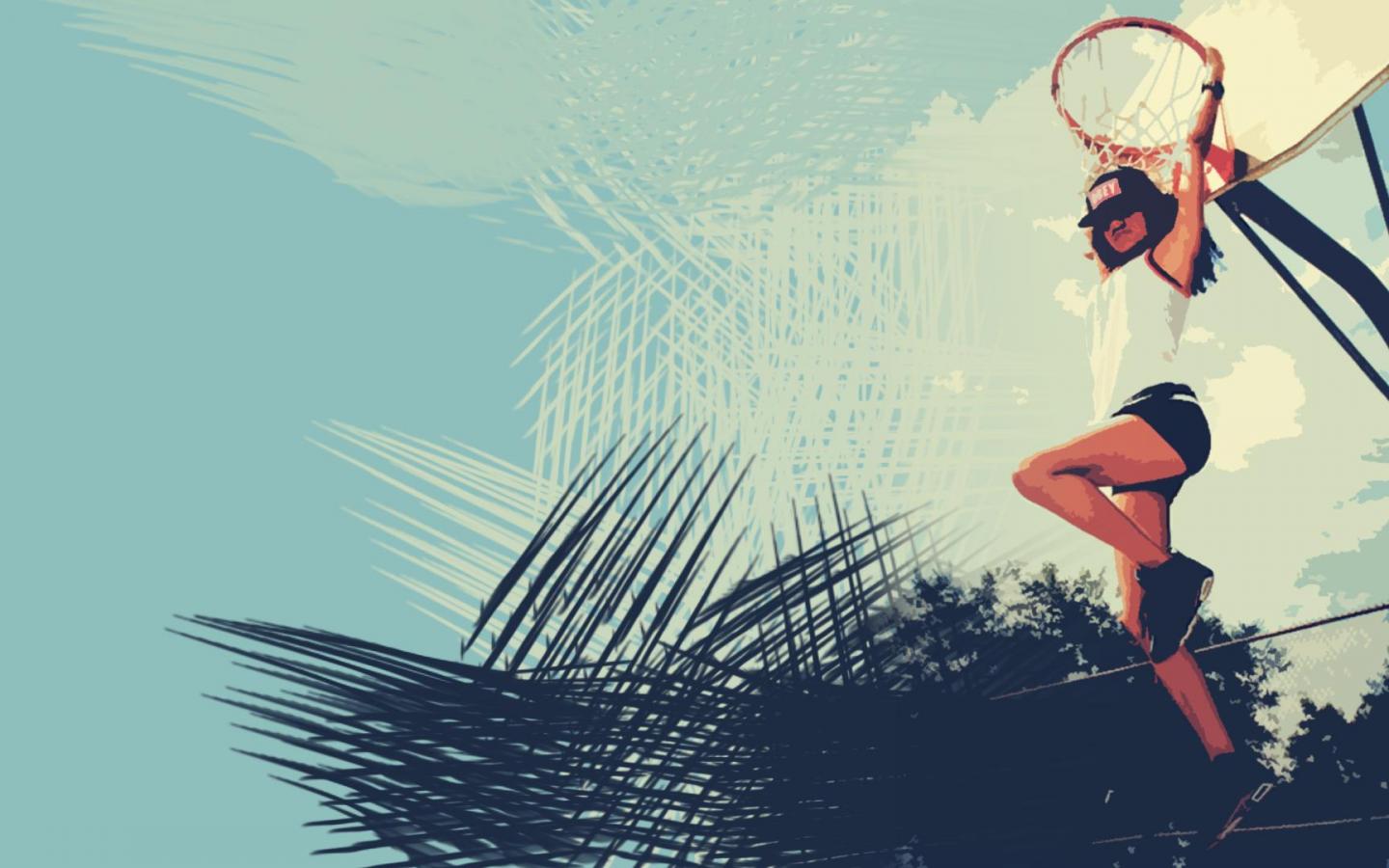 Ragazza schiaccia canestro basket, 1440x900 720p, PC