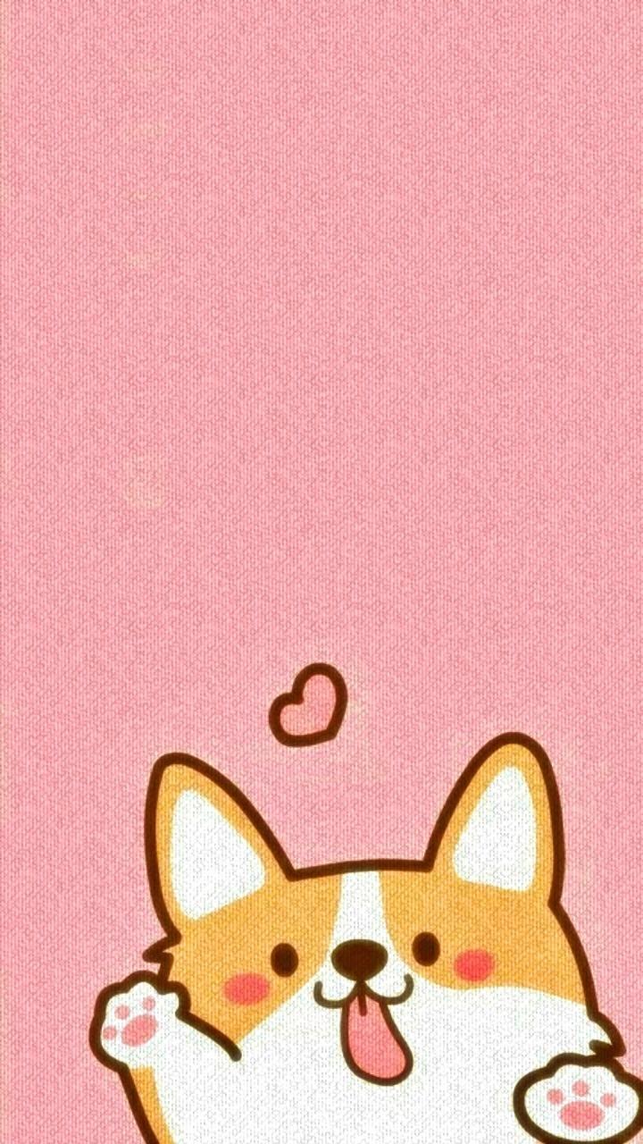 Cane corgi kawaii rosa, 720x1280 Verticale, Telefono