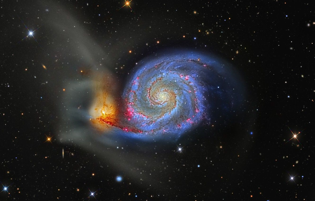 Galassia Vortice M51 spirale, 1332x850 720p, Laptop