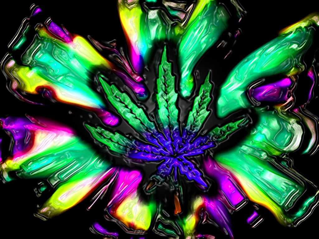 Foglia cannabis psichedelica colorata, 1024x768 HD, Desktop