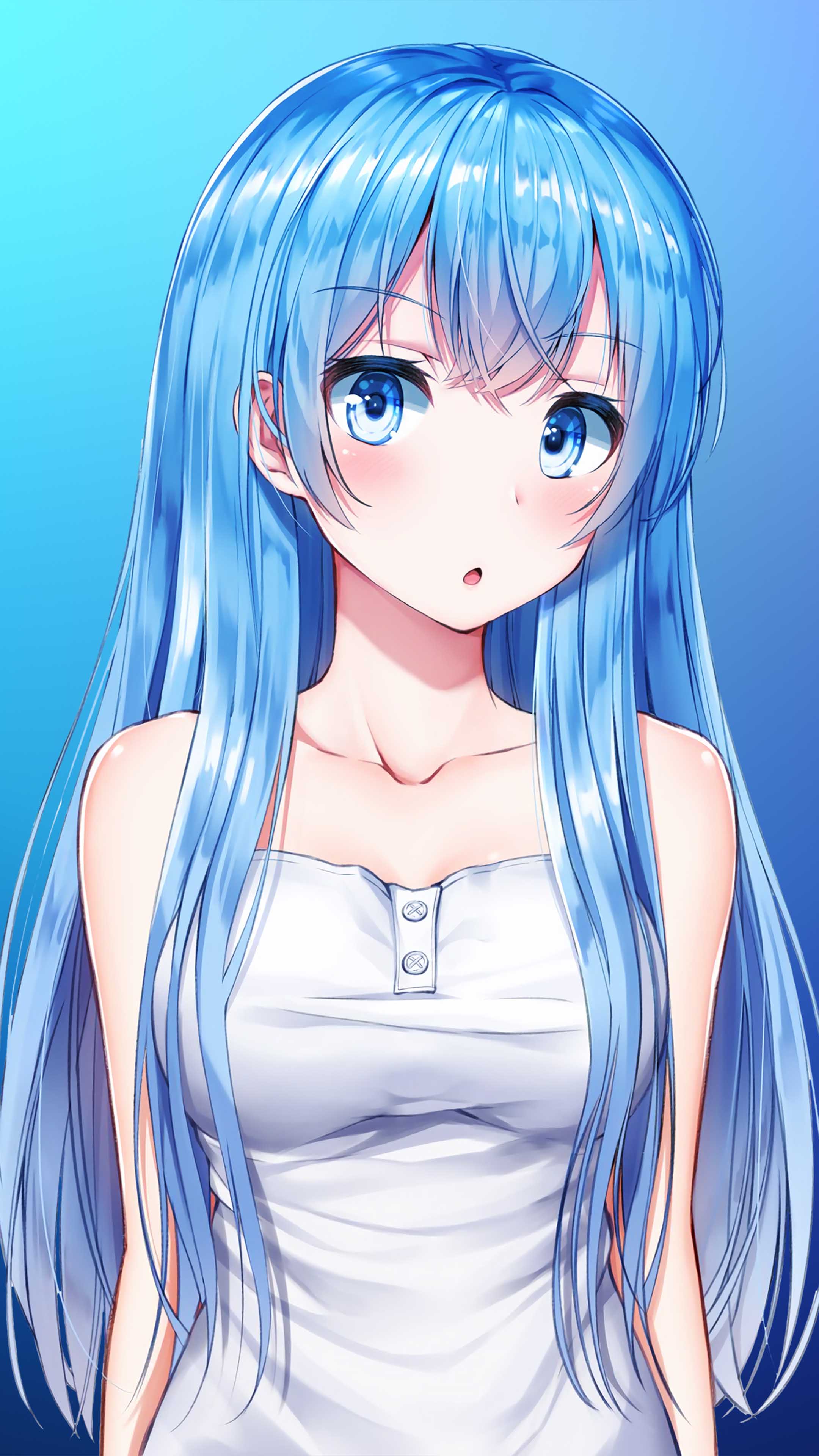 Ragazza anime capelli blu, 2160x3840 Verticale, Mobile