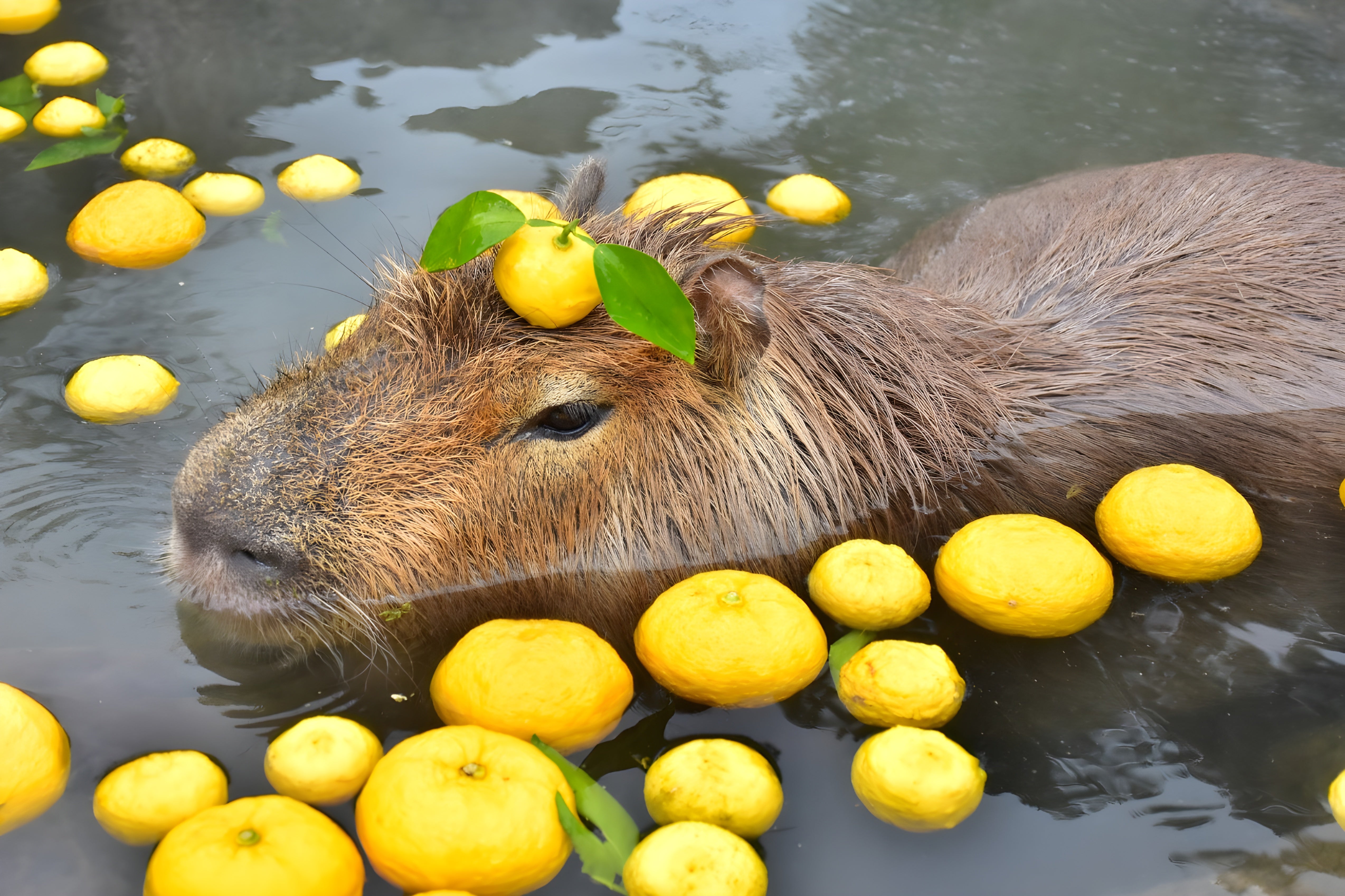 Capibara con limoni nell'acqua, 5096x3396 Ultra HD, 4K TV