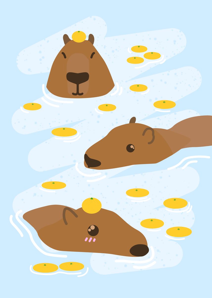 Capibara con arance nell'acqua, 857x1200 Full HD Verticale, iPhone