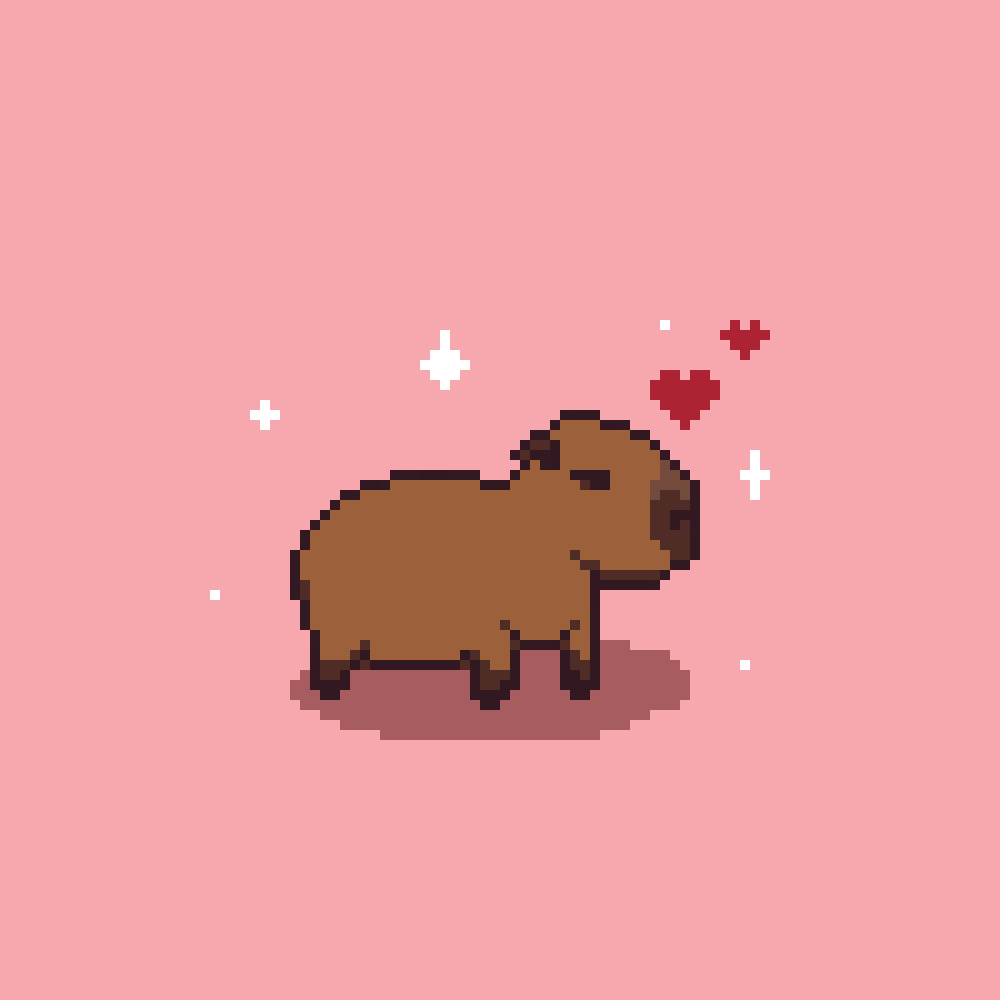 Capibara pixel art rosa, 1000x1000 HD, Laptop