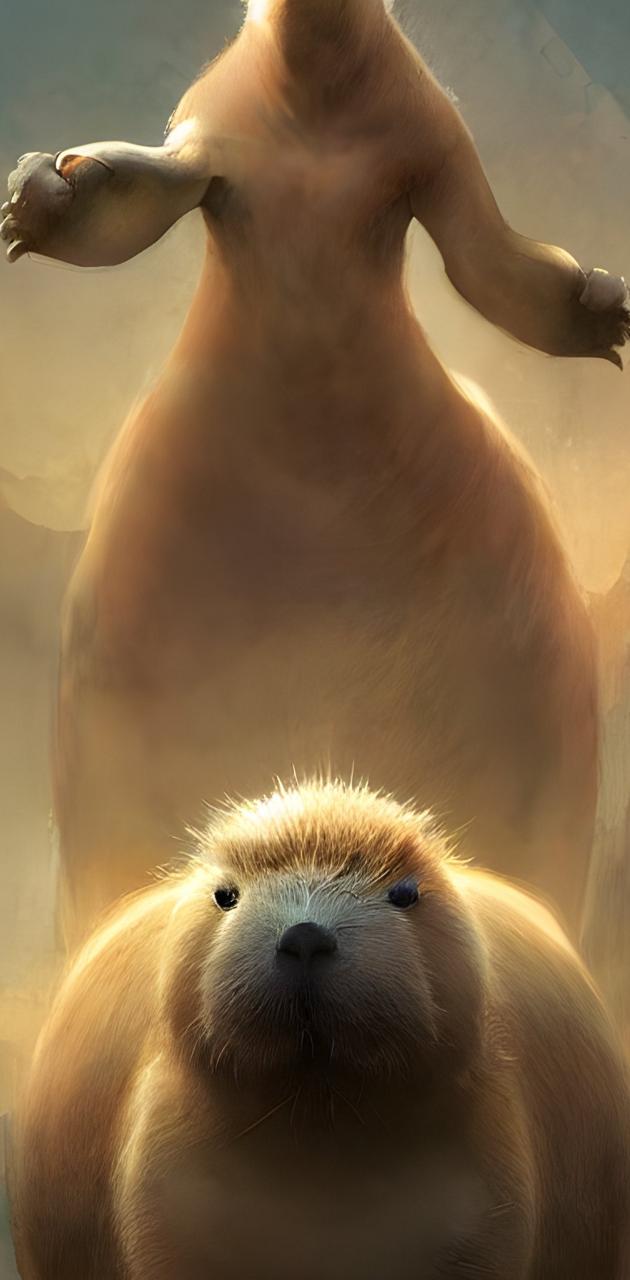 Capibara stilizzato tono caldo, 630x1280 Verticale, Mobile