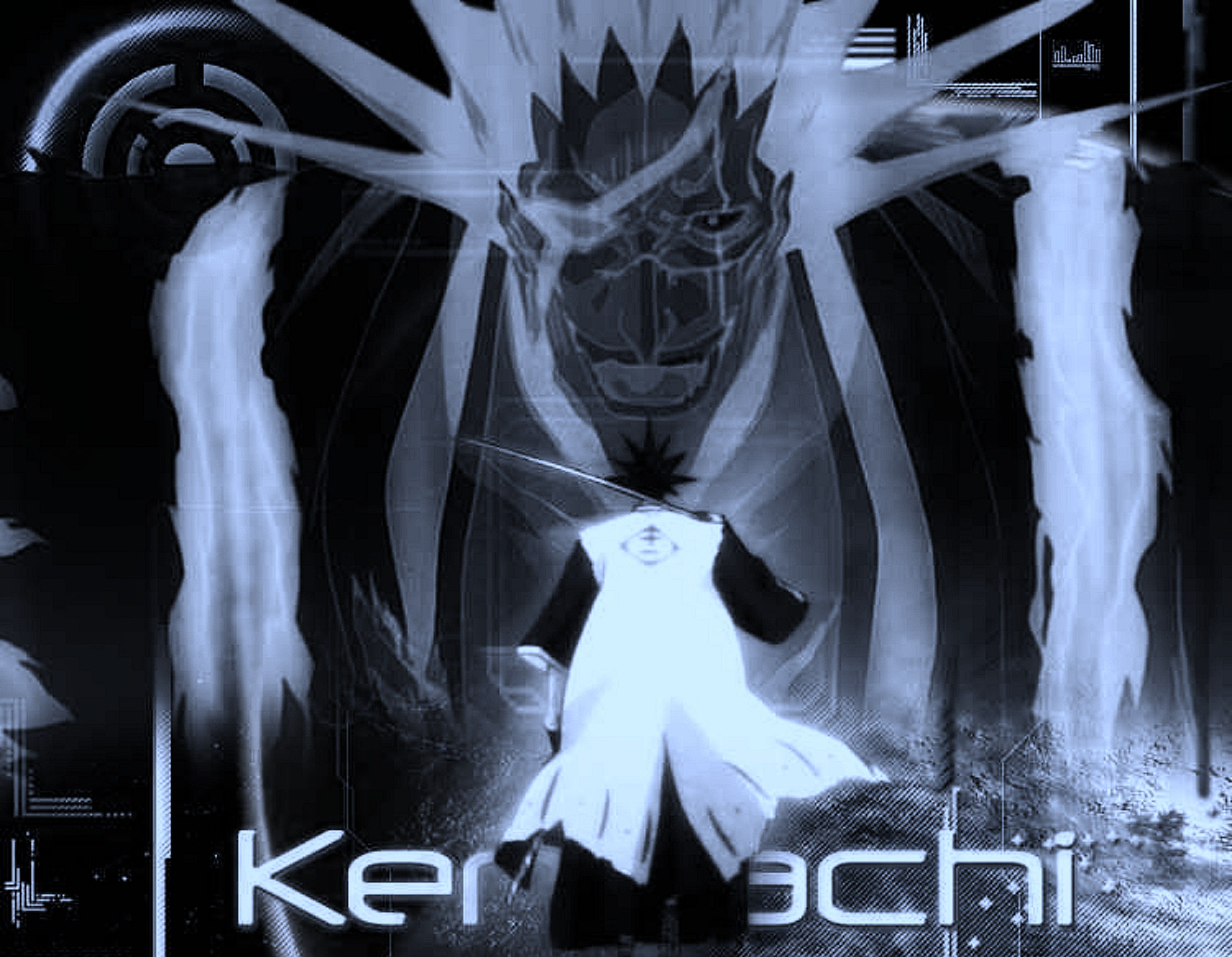 Kenpachi Bleach anime bianco nero, 4500x3493 Ultra HD, 4K TV