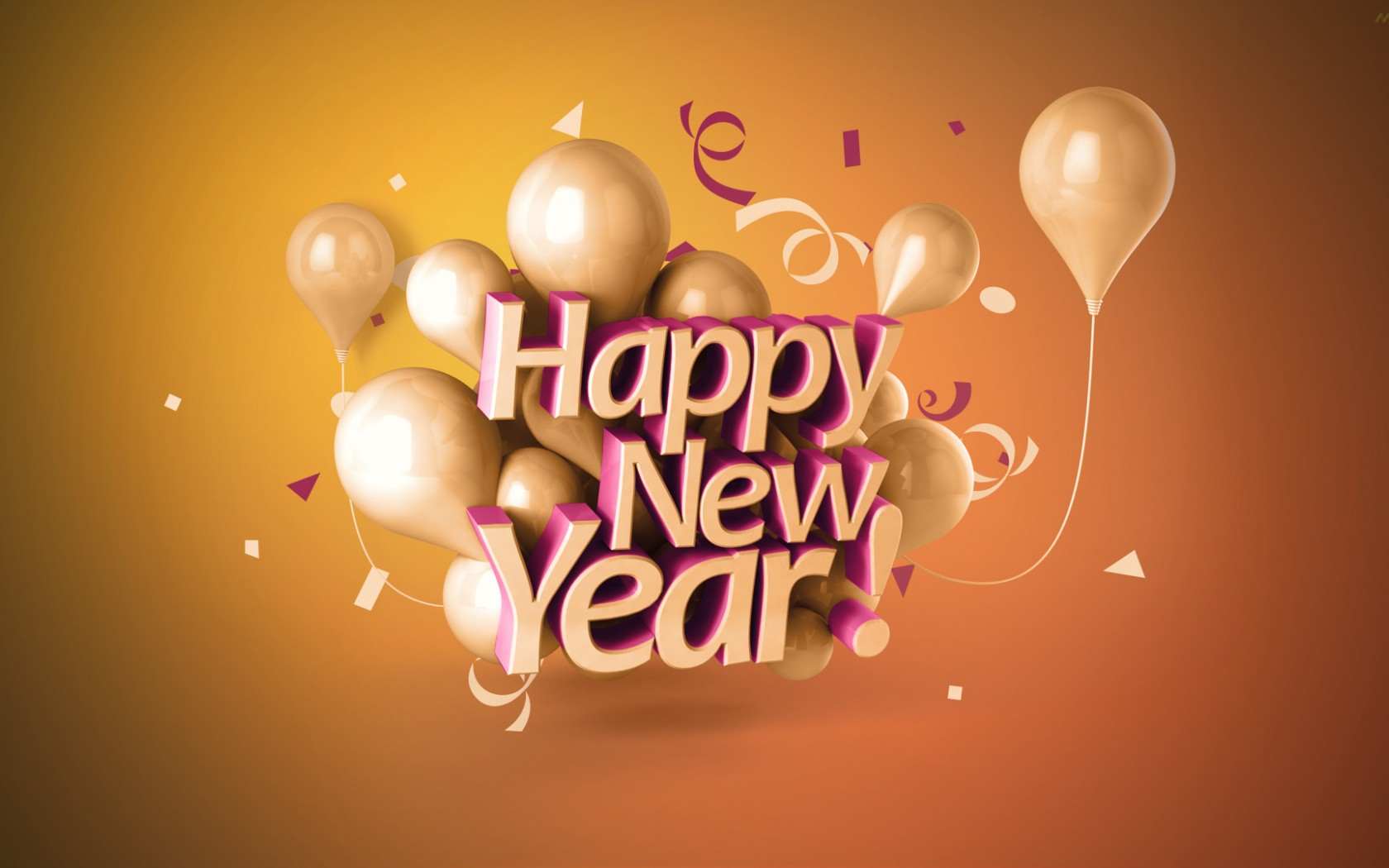 Palloncini dorati Happy New Year, 1680x1050 900p, Desktop