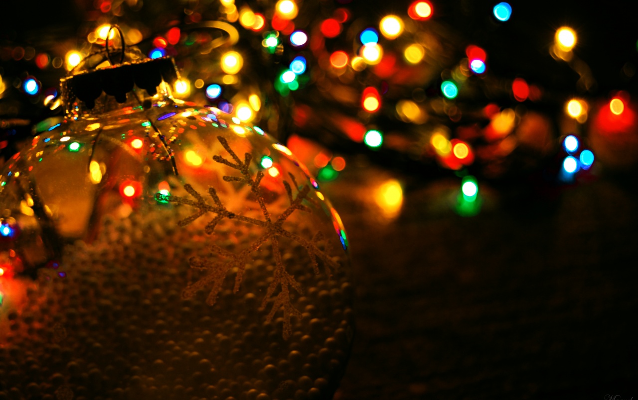 Pallina di Natale con luci bokeh, 1280x804 HD, Desktop