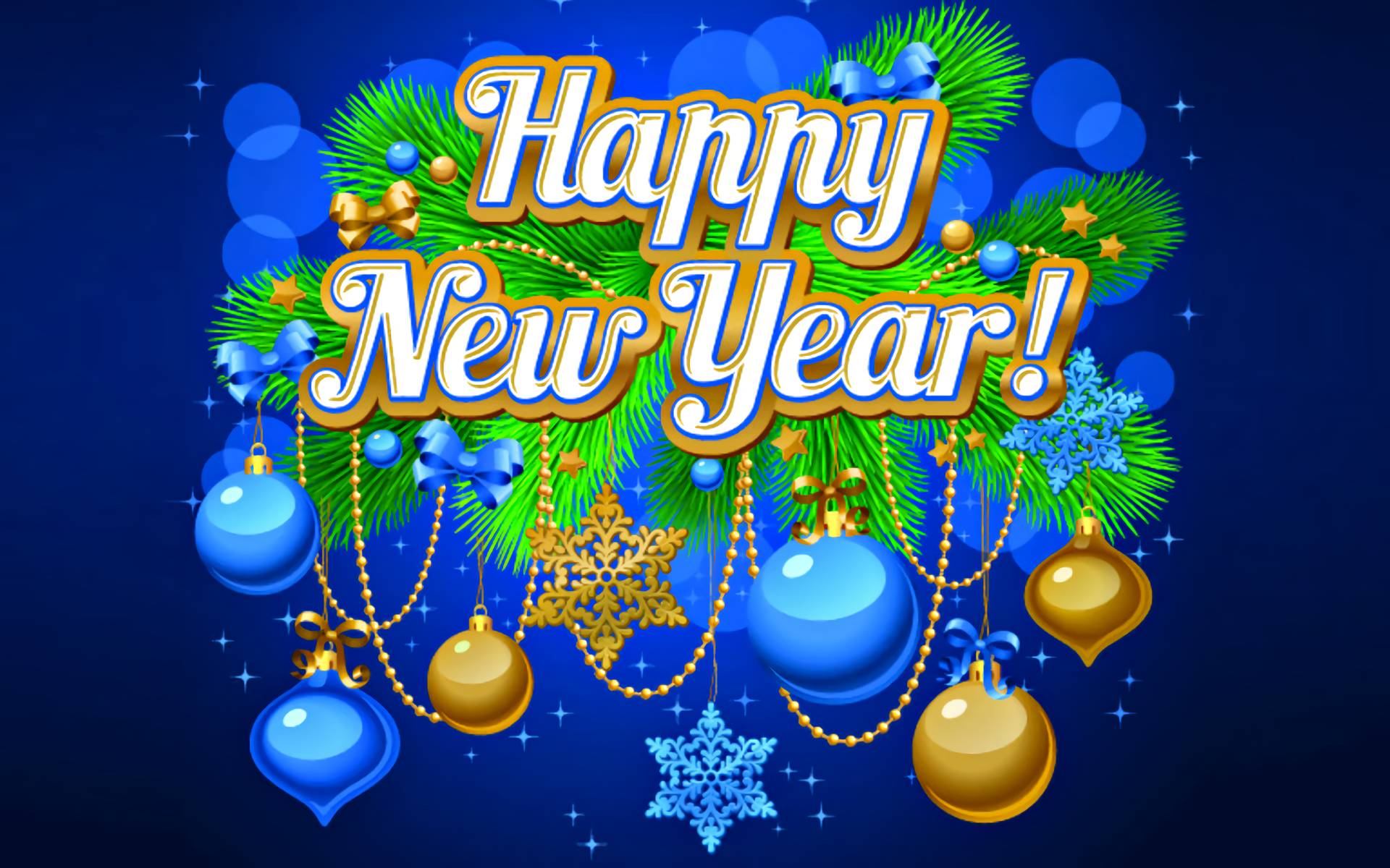 Happy New Year testo blu decorato, 1920x1200 Full HD+, Desktop