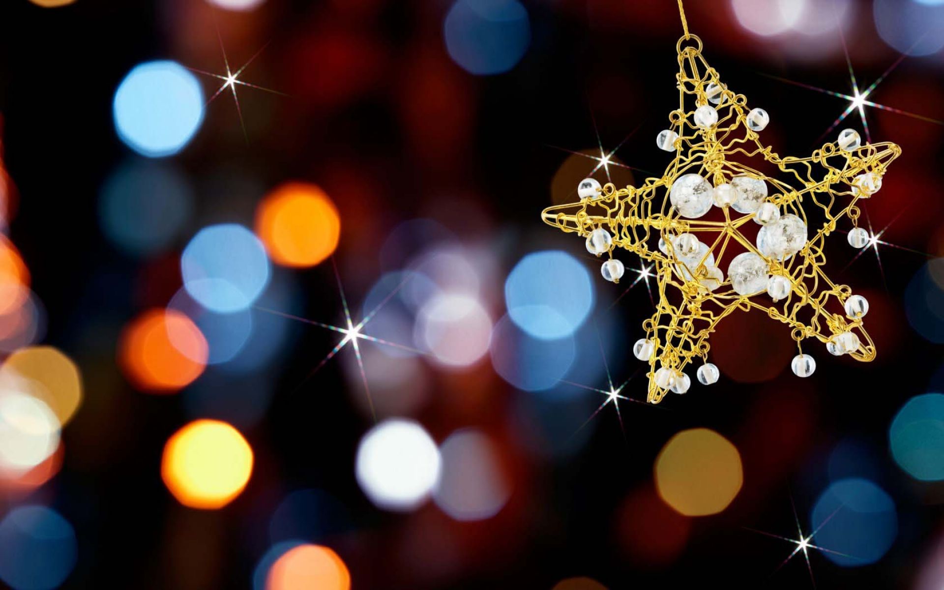 Stella dorata con luci bokeh, 1920x1200 Full HD+ WUXGA, Desktop