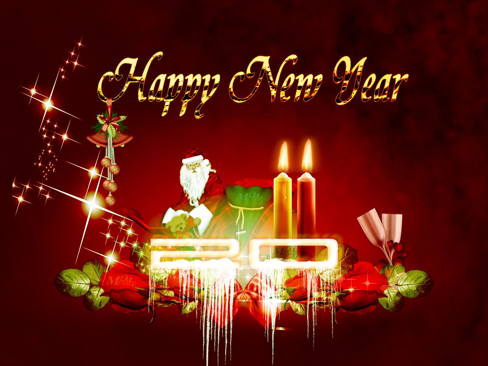 Happy New Year candele rosse, 1600x1200 HD, Desktop