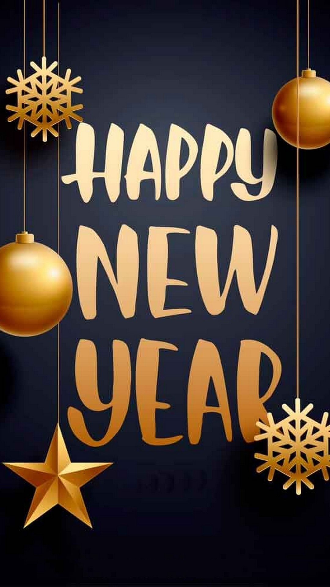 Happy New Year decorazioni dorate, 1080x1920 Full HD Verticale, iPhone