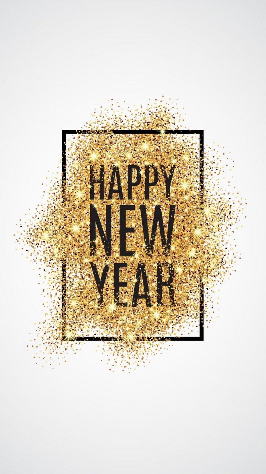 Happy New Year cornice glitter dorato, 1080x1920 Full HD Verticale, iPhone
