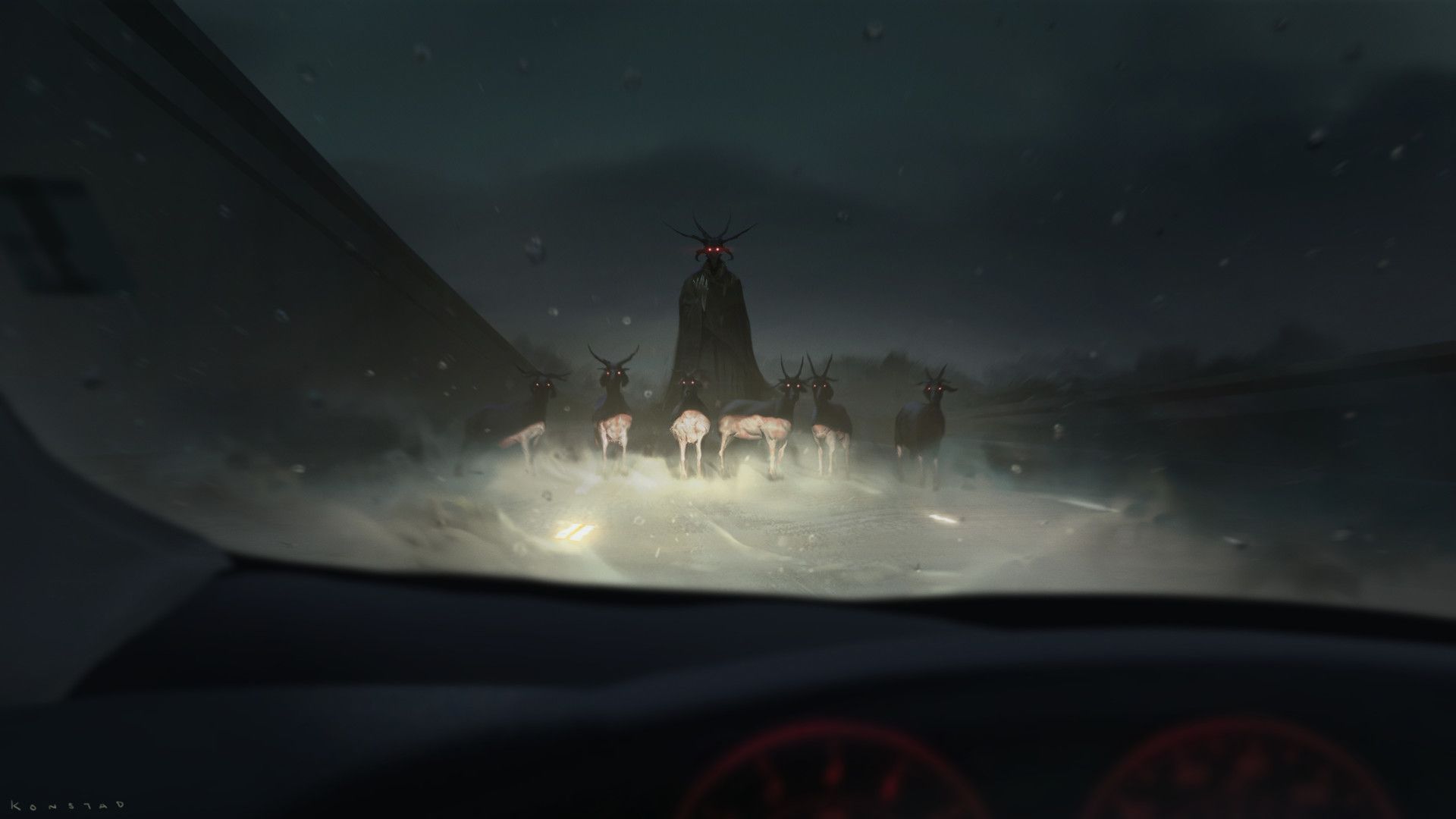 Capra nera nella nebbia notturna, 1920x1080 Full HD 1080p, PC Desktop